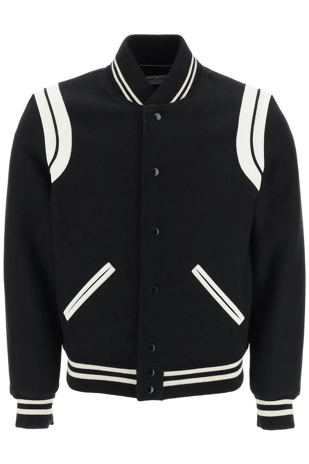 image of Saint Laurent Paris Saint Laurent Ss23 Teddy Bomber Jacket in Black White, Men's (Size Medium)