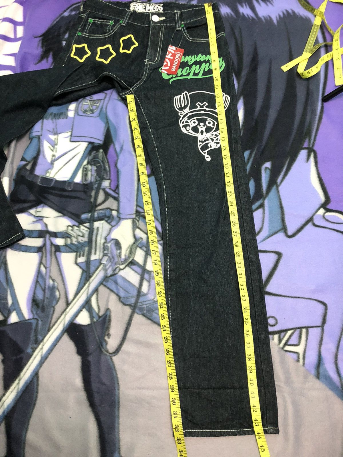 Japanese Brand × One Piece × Vintage VINTAGE ONE PIECE JAPANESE ANIME BLUE DENIM JEANS Size US 31 - 14 Thumbnail