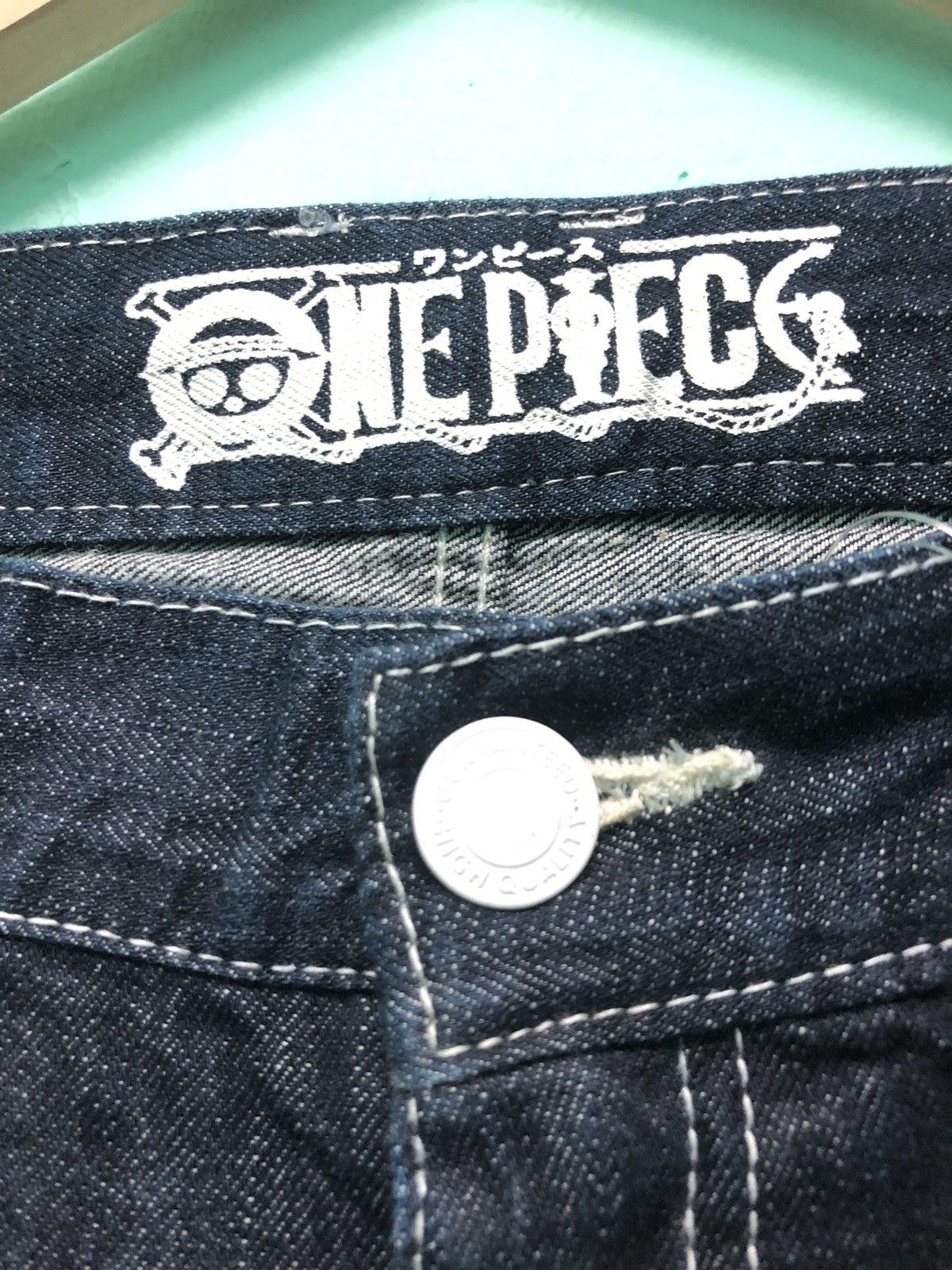 Japanese Brand × One Piece × Vintage VINTAGE ONE PIECE JAPANESE ANIME BLUE DENIM JEANS Size US 31 - 5 Thumbnail