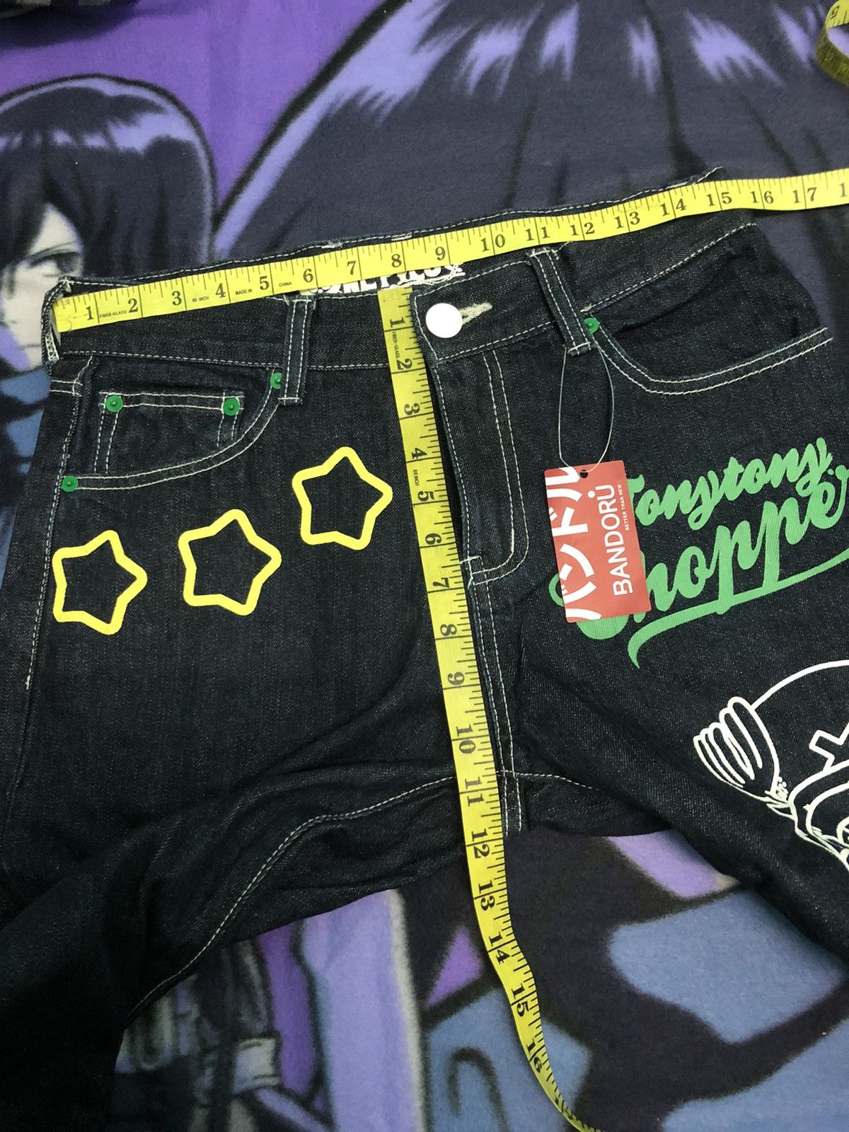 Japanese Brand × One Piece × Vintage VINTAGE ONE PIECE JAPANESE ANIME BLUE DENIM JEANS Size US 31 - 13 Thumbnail