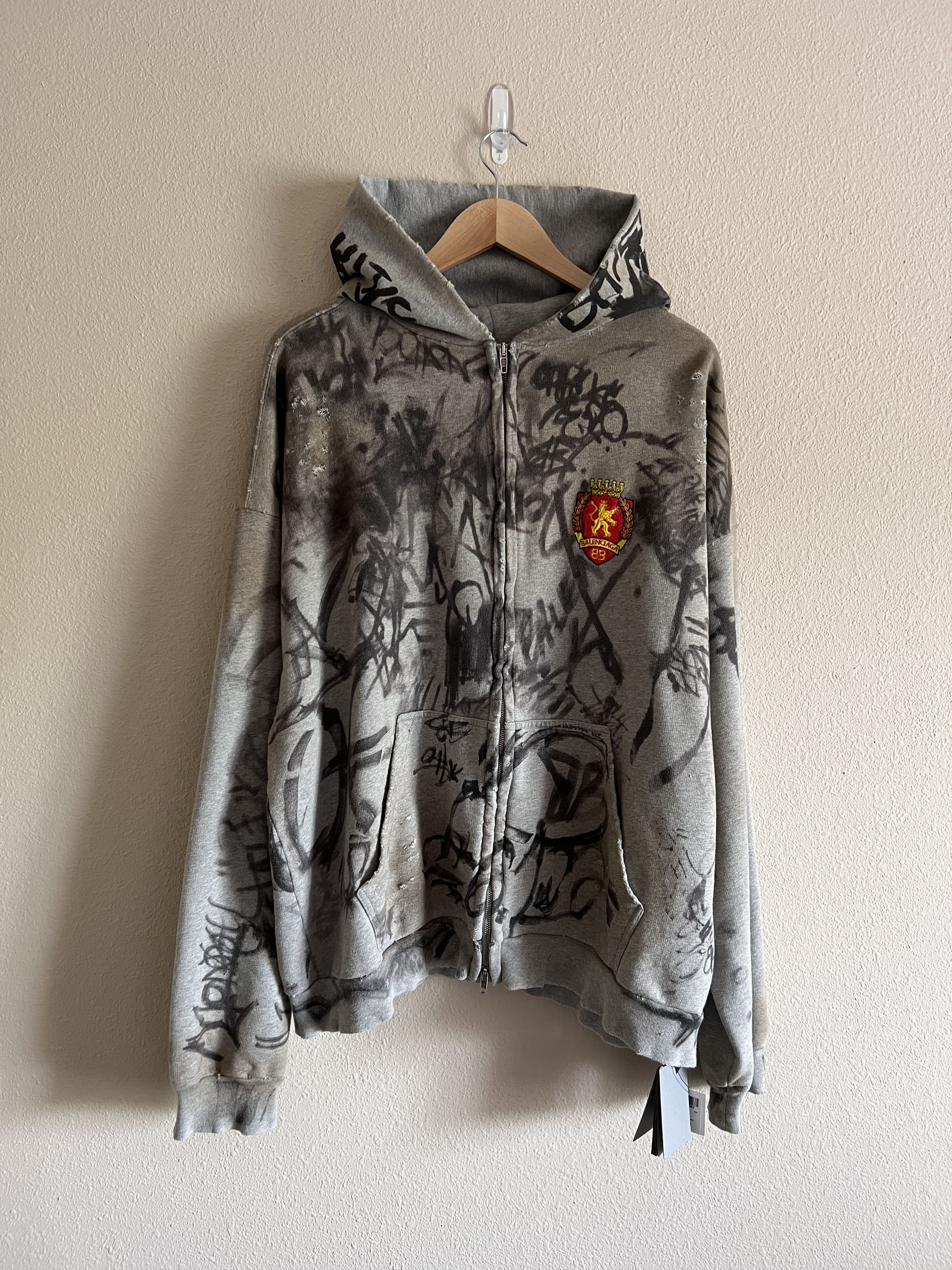 Balenciaga Balenciaga Skater Graffiti Zip Hoodie in Grey | Grailed