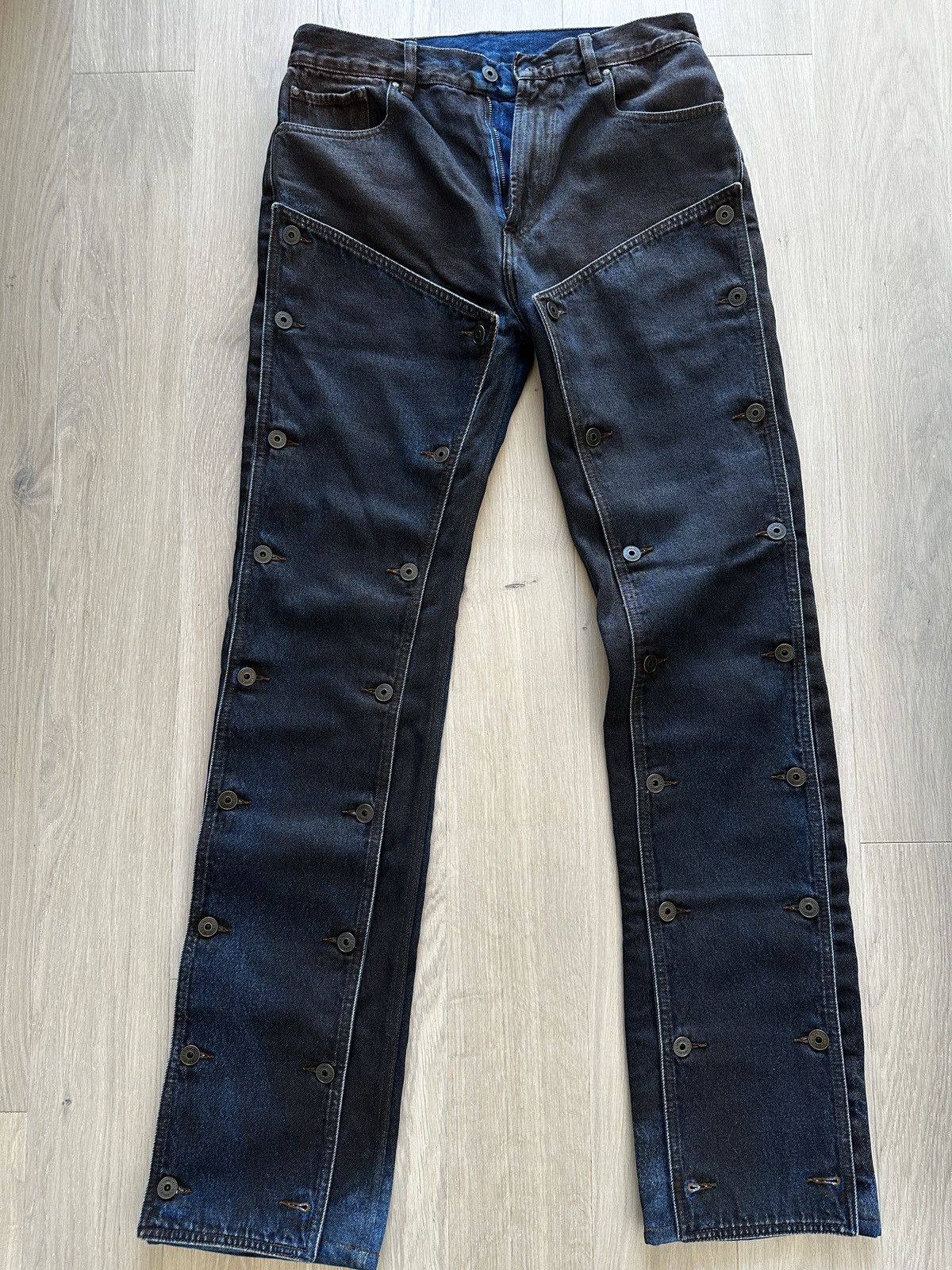 image of Yproject Paneled Jeans Faded in Black, Men's (Size 31)