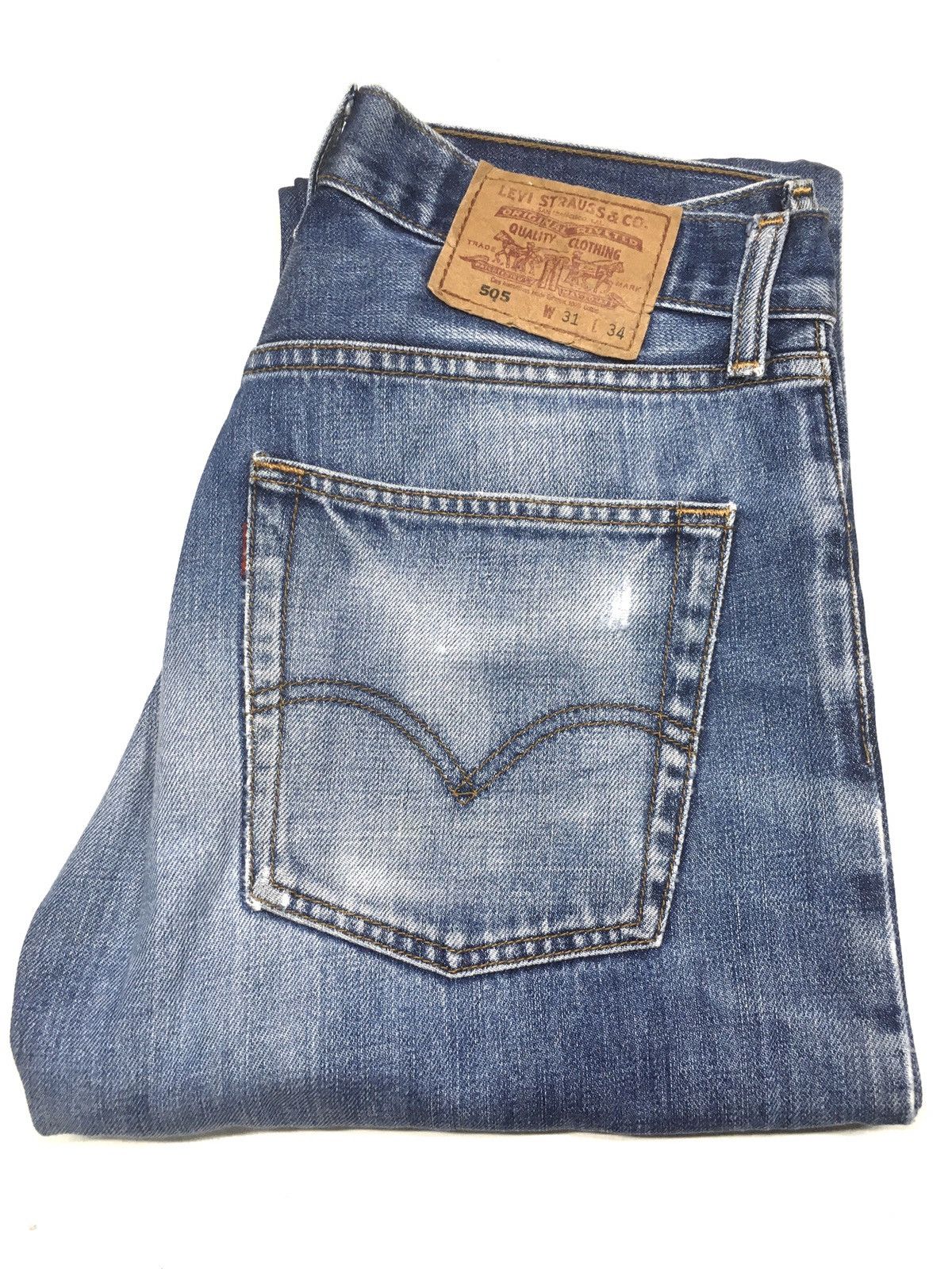 Levi's × Vintage Vintage 1998 Levi’s 505 blue wash distressed denim Size US 30 / EU 46 - 1 Thumbnail