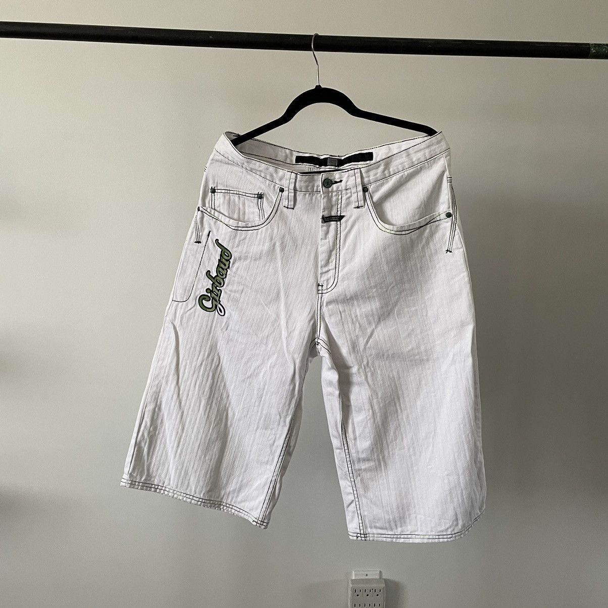 Image of Marithe Francois Girbaud Embroidered Girbaud Denim Shorts in White, Men's (Size 34)