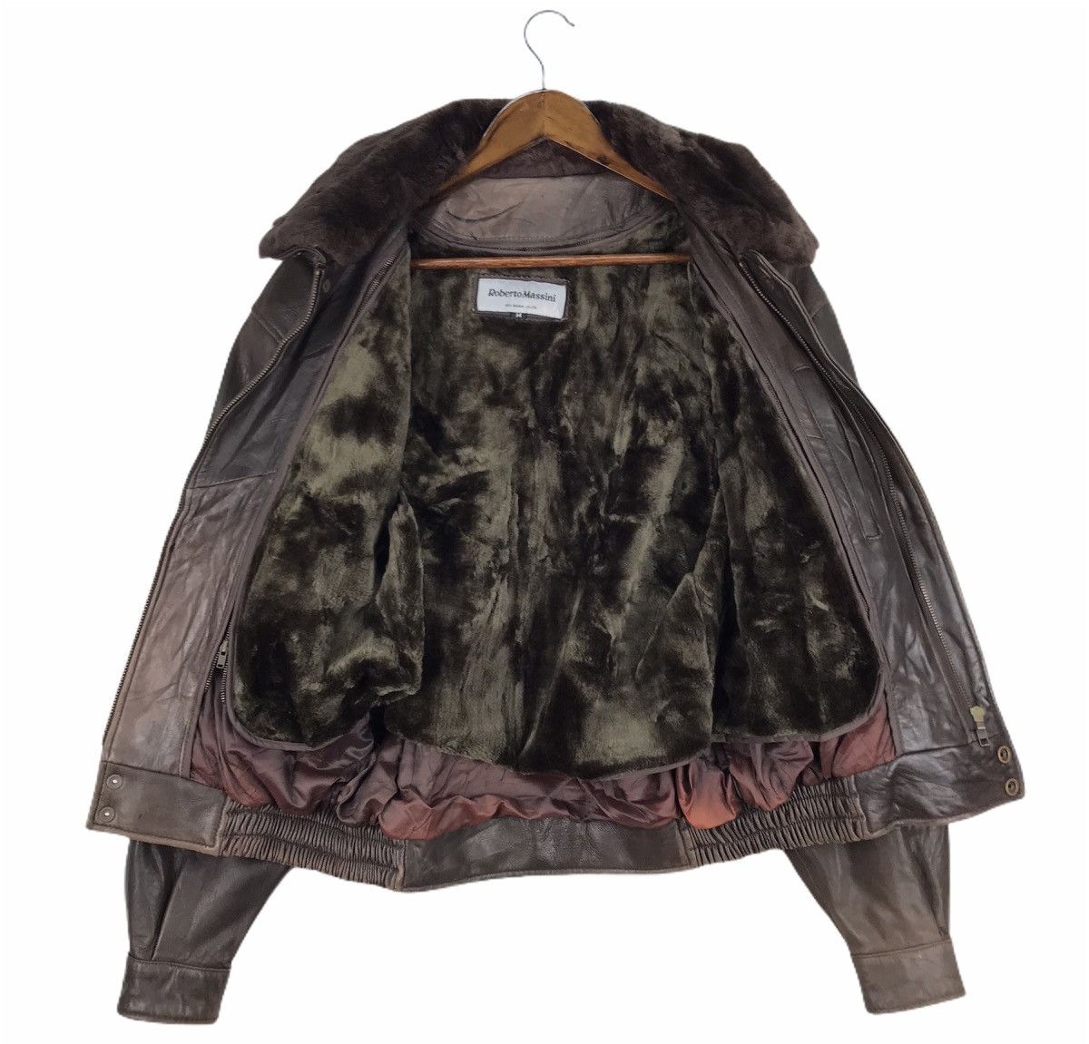 Genuine Leather Vintage Roberto Massini A-2 Leather Fur Jacket Size US M / EU 48-50 / 2 - 3 Thumbnail