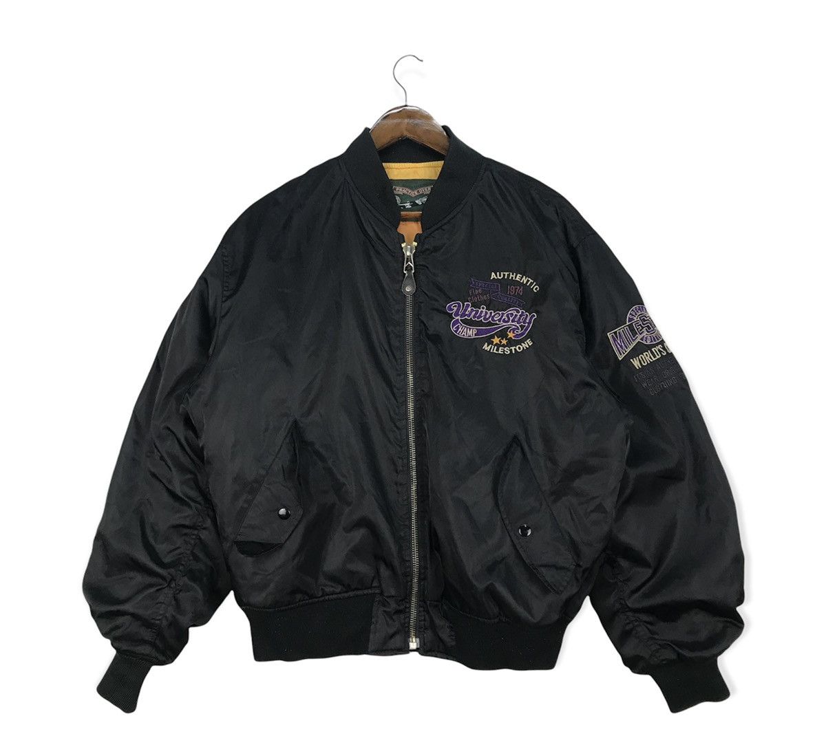 image of University Milestone Bomber Jacket in Black, Men's (Size Large)