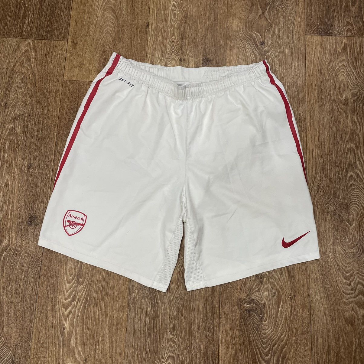 Vintage Nike Arsenal Football Shorts Striped Athletic Red XL