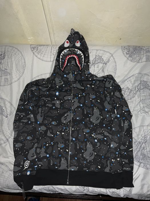 bape shark hoodie full zip camo black size xl