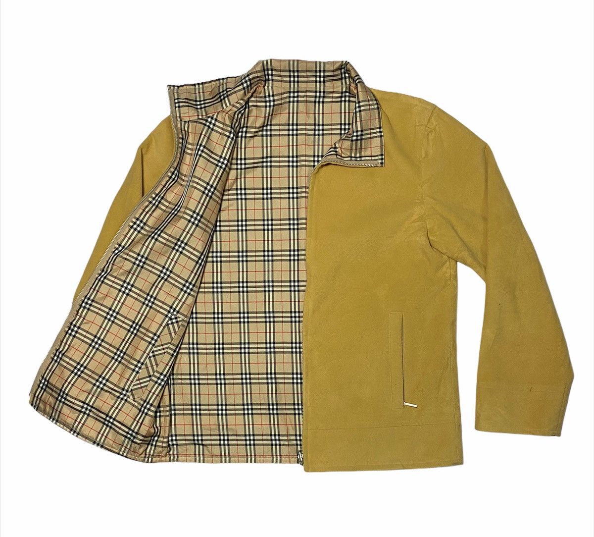 image of Burberry Golf Reversible Nova Check Jacket in Tartan Brown, Men's (Size Small)
