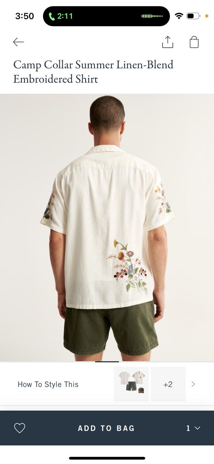 Men's Camp Collar Summer Linen-Blend Embroidered Shirt