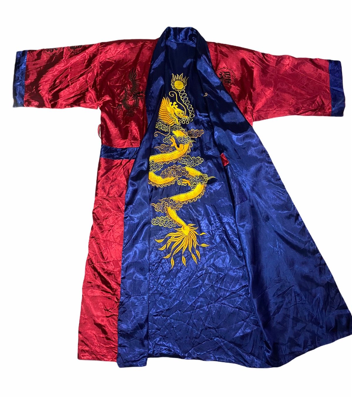 Japanese Brand 100% Silk Reverse Kimono Golden Dragon Embroidered handmade Size US L / EU 52-54 / 3 - 1 Thumbnail