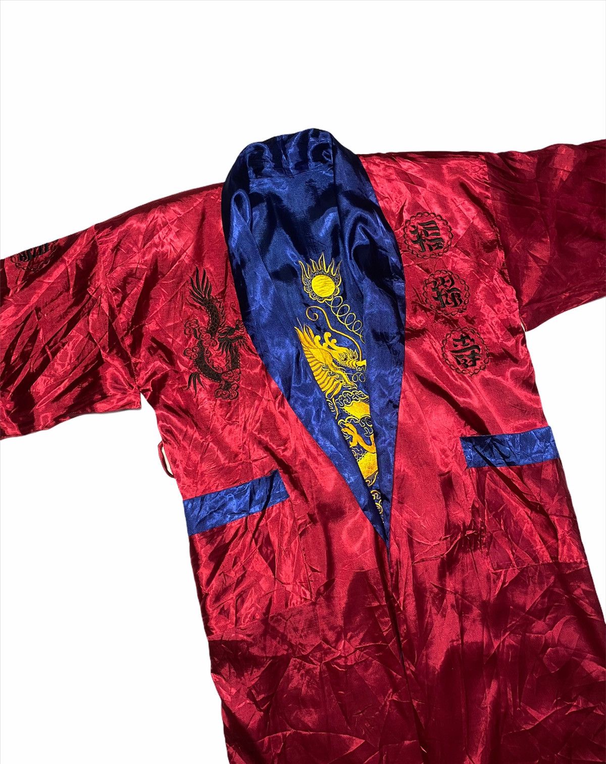 Japanese Brand 100% Silk Reverse Kimono Golden Dragon Embroidered handmade Size US L / EU 52-54 / 3 - 2 Thumbnail