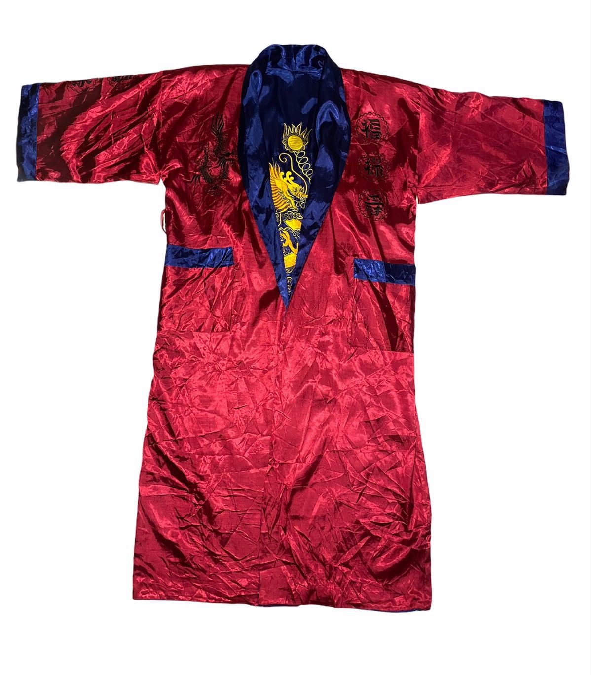 Japanese Brand 100% Silk Reverse Kimono Golden Dragon Embroidered handmade Size US L / EU 52-54 / 3 - 5 Thumbnail