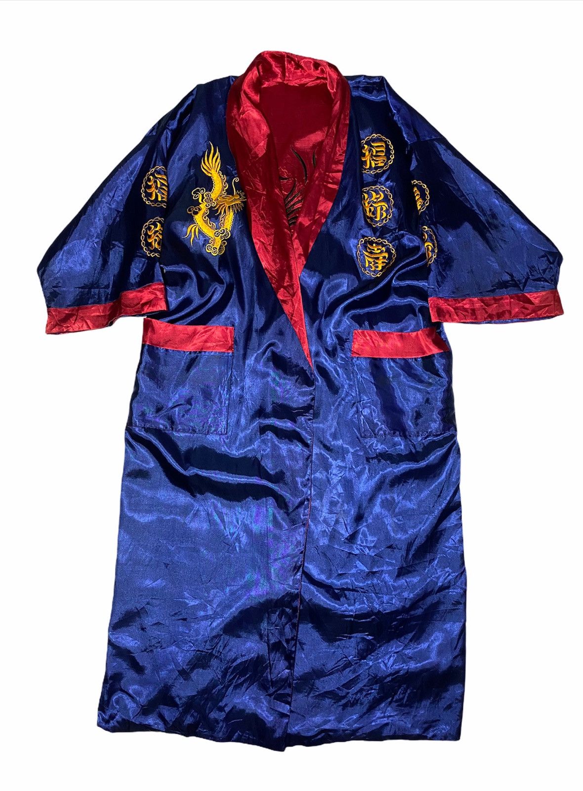 Japanese Brand 100% Silk Reverse Kimono Golden Dragon Embroidered handmade Size US L / EU 52-54 / 3 - 7 Thumbnail