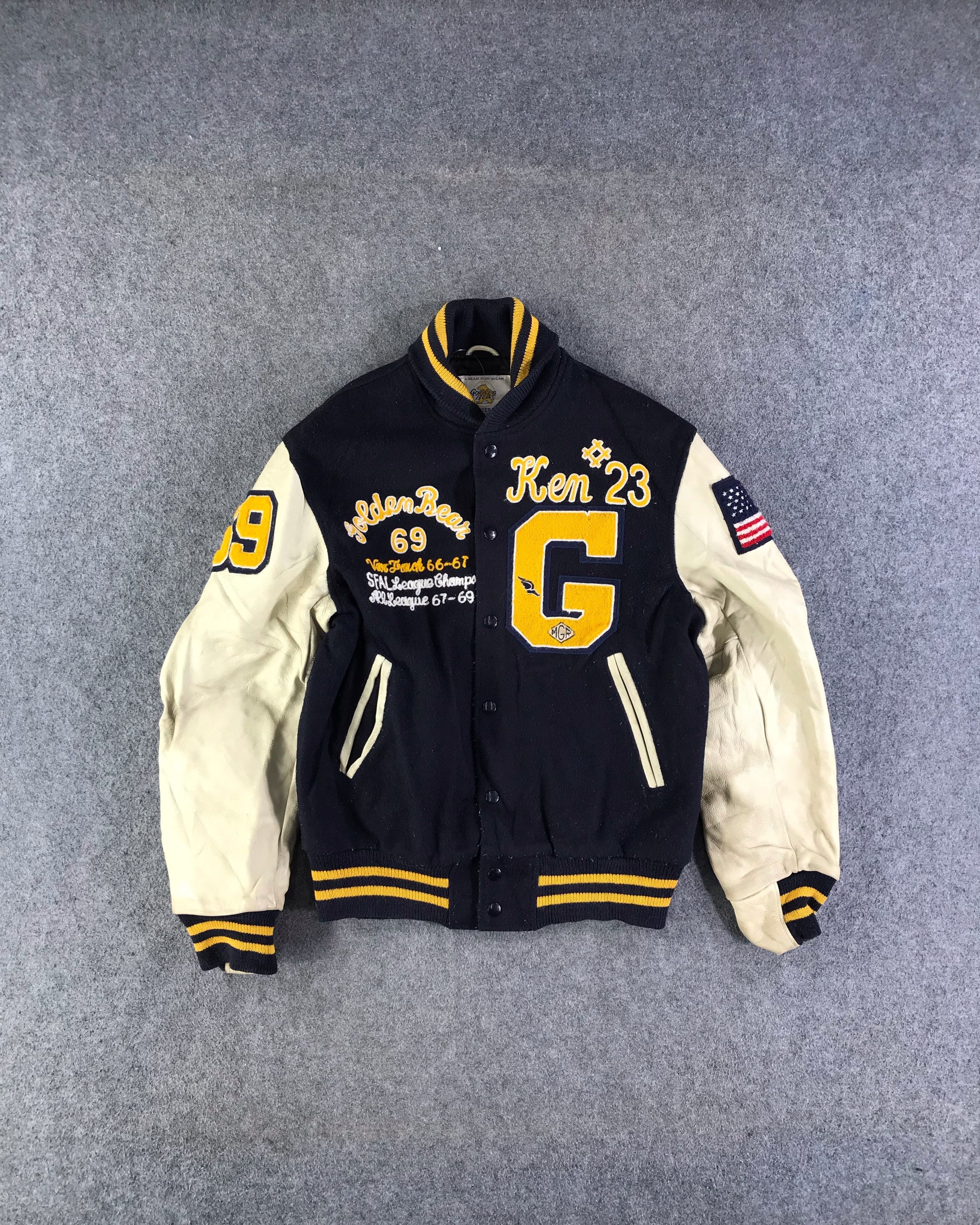 Golden Bear × Vintage Vintage Golden Bear Patchwork Letterman Varsity Jacket-JC178 Size US S / EU 44-46 / 1 - 1 Thumbnail