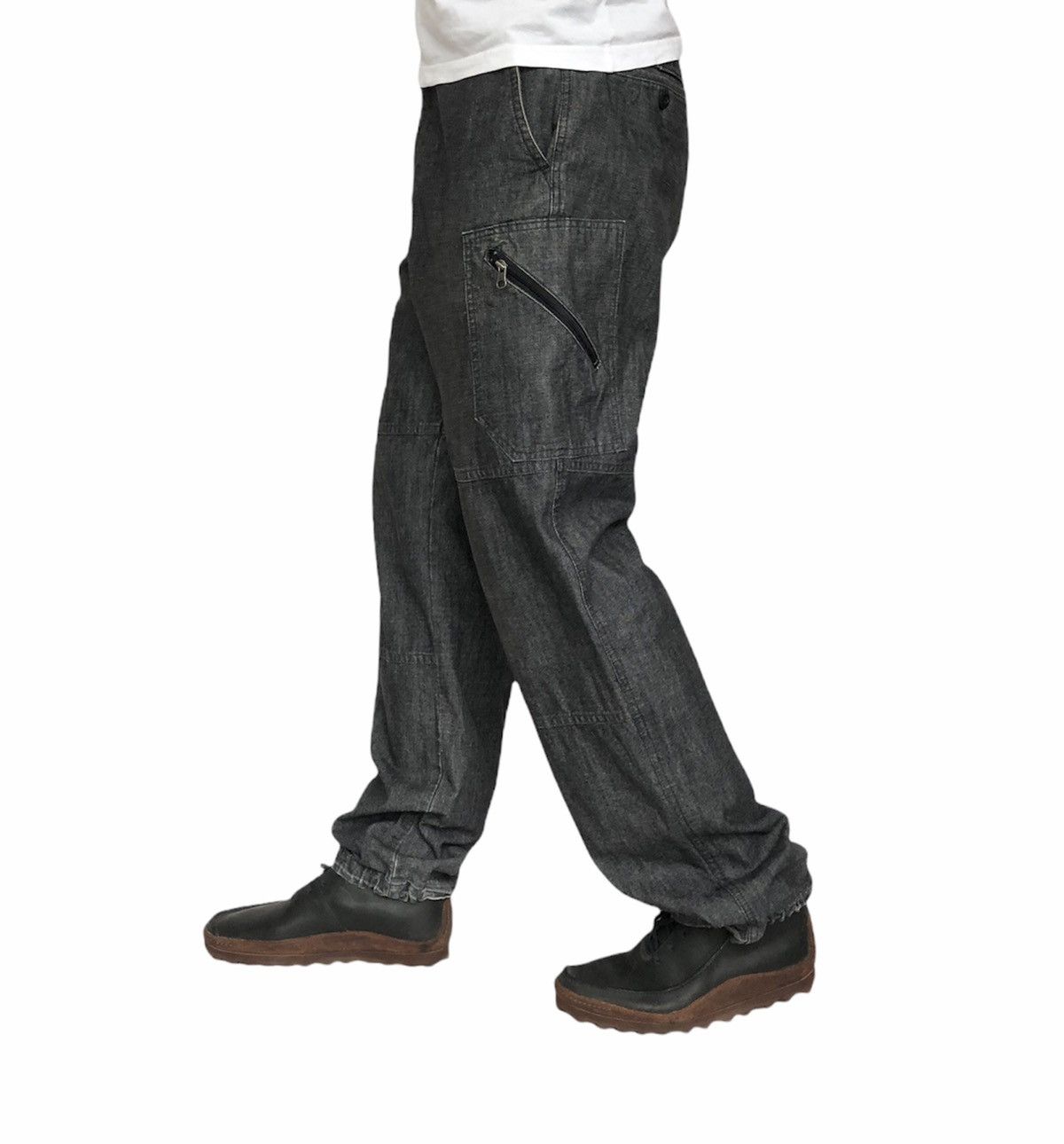 image of Fundamental Scanner Japan Pockets Drawstring Trousers Pant in Black Denim, Men's (Size 32)