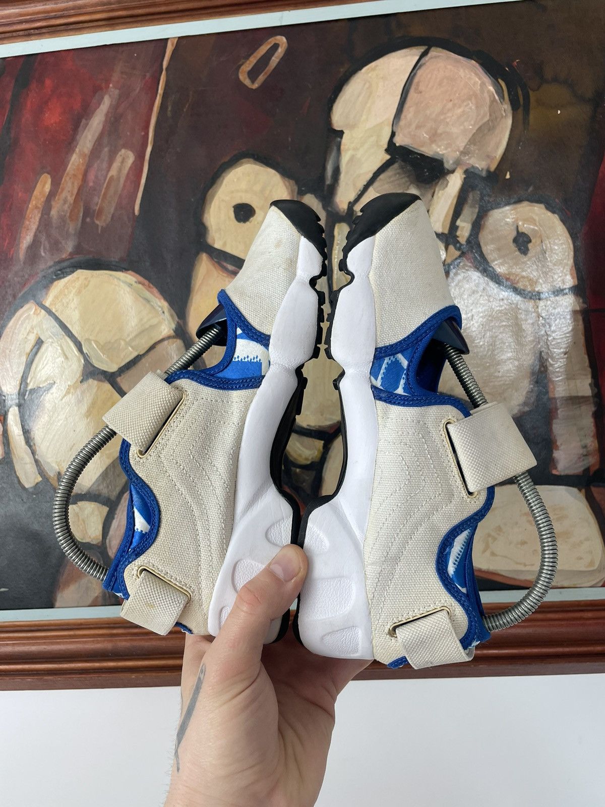 Nike Nike Rift Sandals Sneakers Rare Mini Swoosh Hype White Blue Size US 5 / IT 35 - 5 Thumbnail