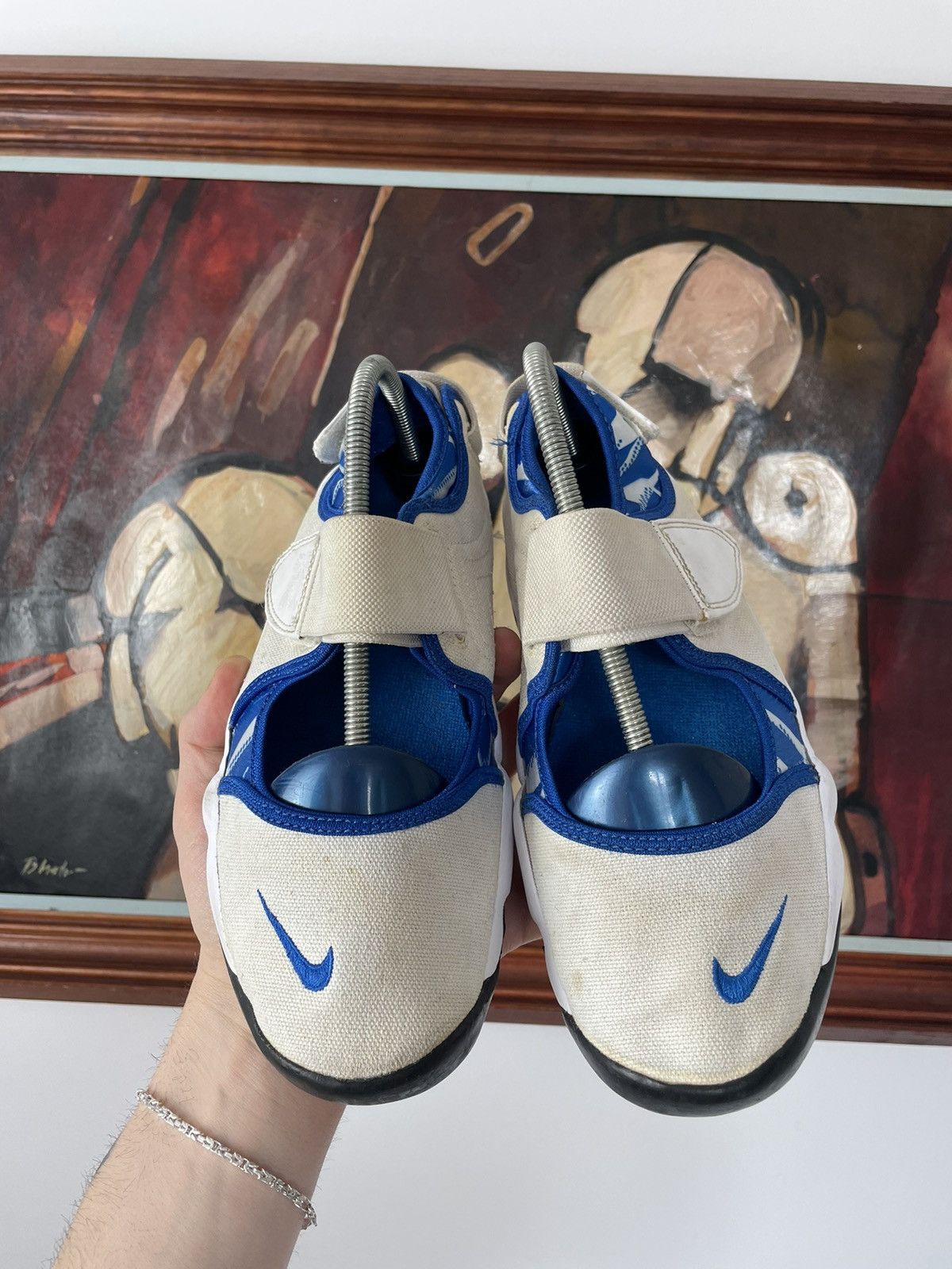 Nike Nike Rift Sandals Sneakers Rare Mini Swoosh Hype White Blue Size US 5 / IT 35 - 2 Thumbnail