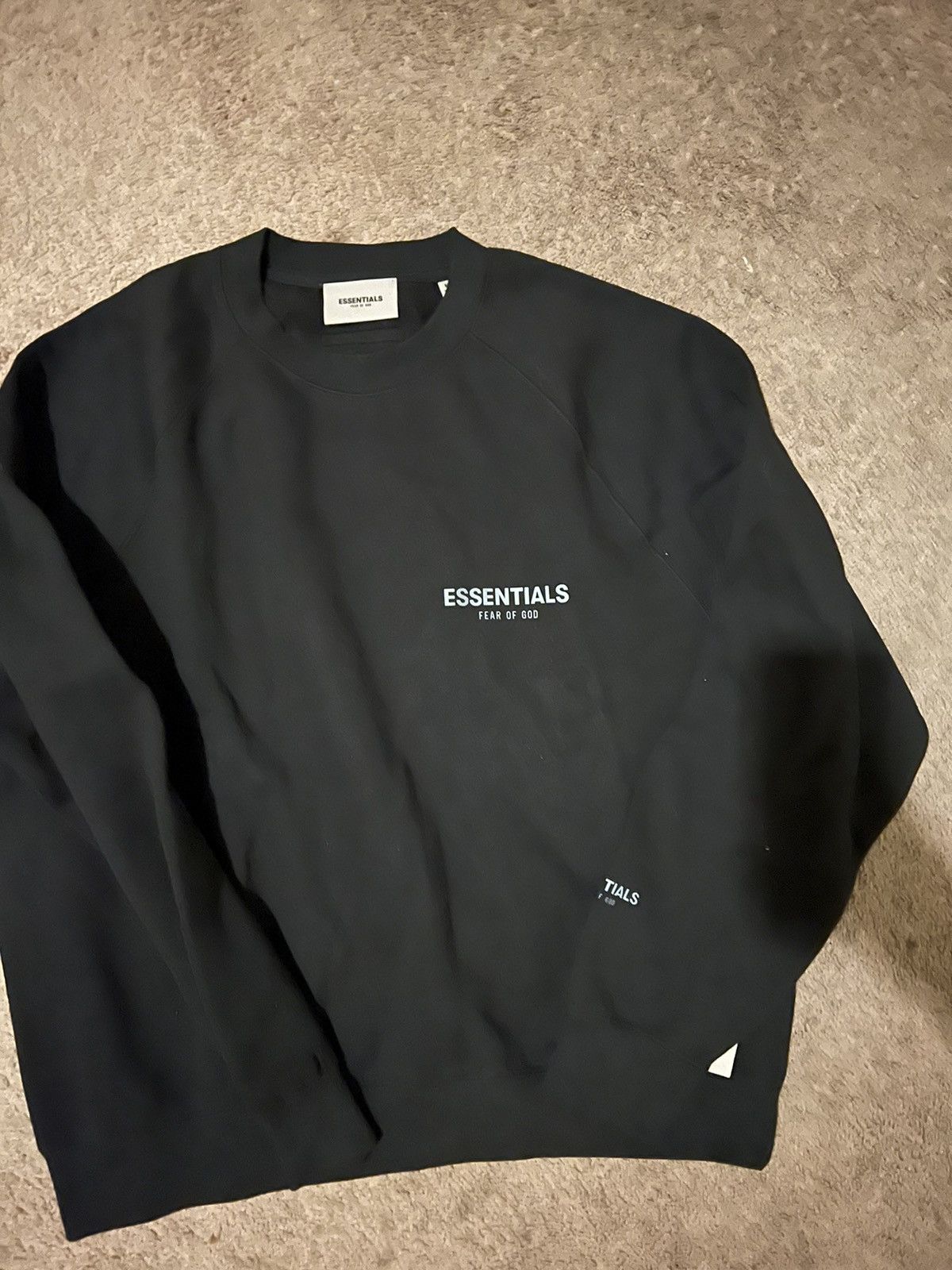 image of Sweatshirt Plain Solid “Essentials Fear Of God “ in Black, Men's (Size Large)