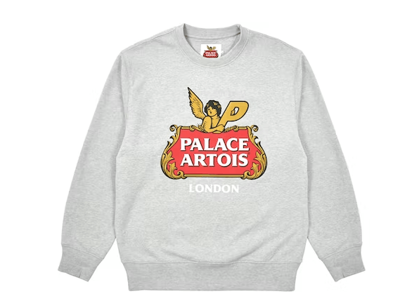 image of Palace X Stella Artois Men's Us XL Cartouche Sweatshirt Grey (Size Large)