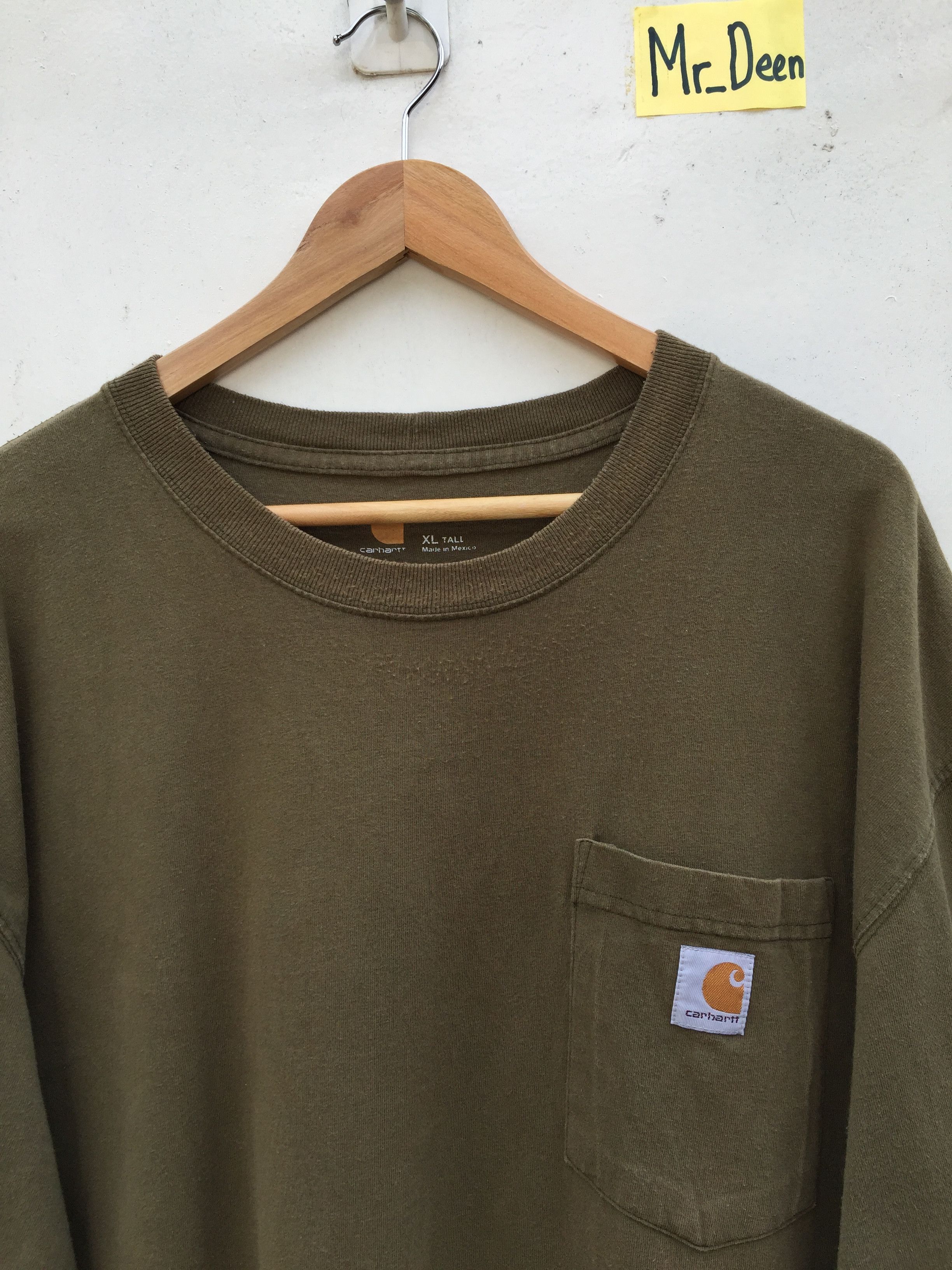 image of Vintage Carhartt Pocket T Shirt Green in Dark Olive Green, Men's (Size XL)