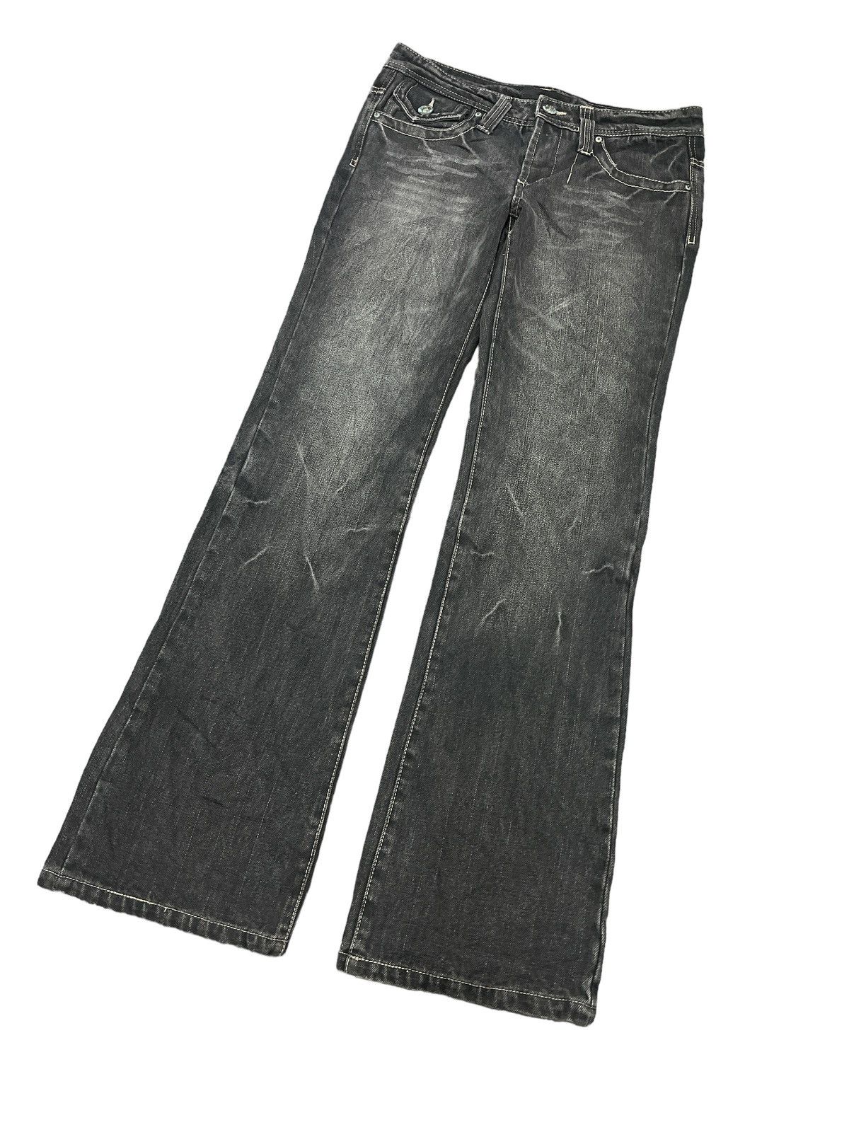 Japanese Brand × Vintage FLARED💥UNKNOWN BLACK FADED DISTRESSED DENIM PANT Size US 30 / EU 46 - 5 Thumbnail
