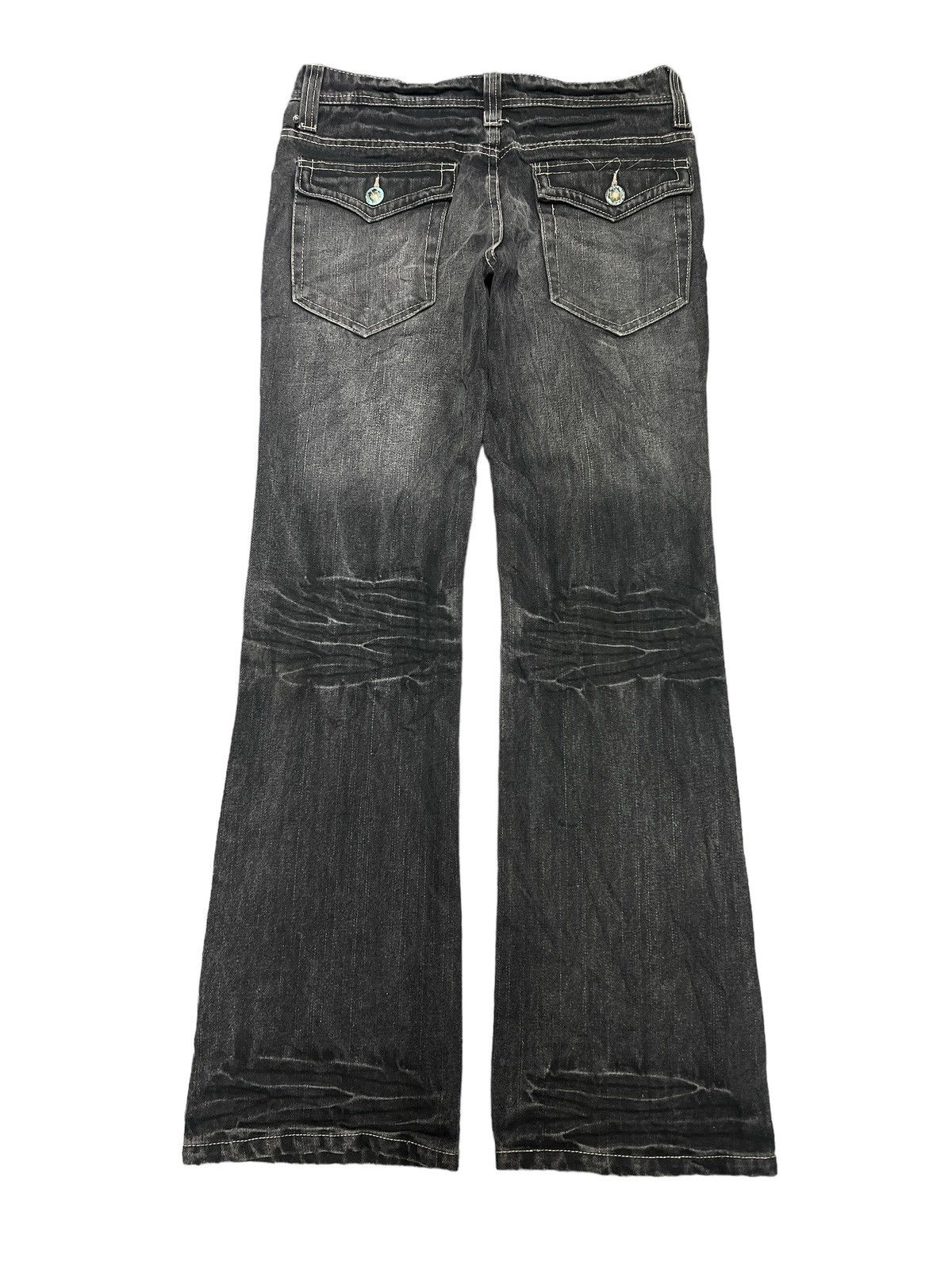 Japanese Brand × Vintage FLARED💥UNKNOWN BLACK FADED DISTRESSED DENIM PANT Size US 30 / EU 46 - 6 Thumbnail
