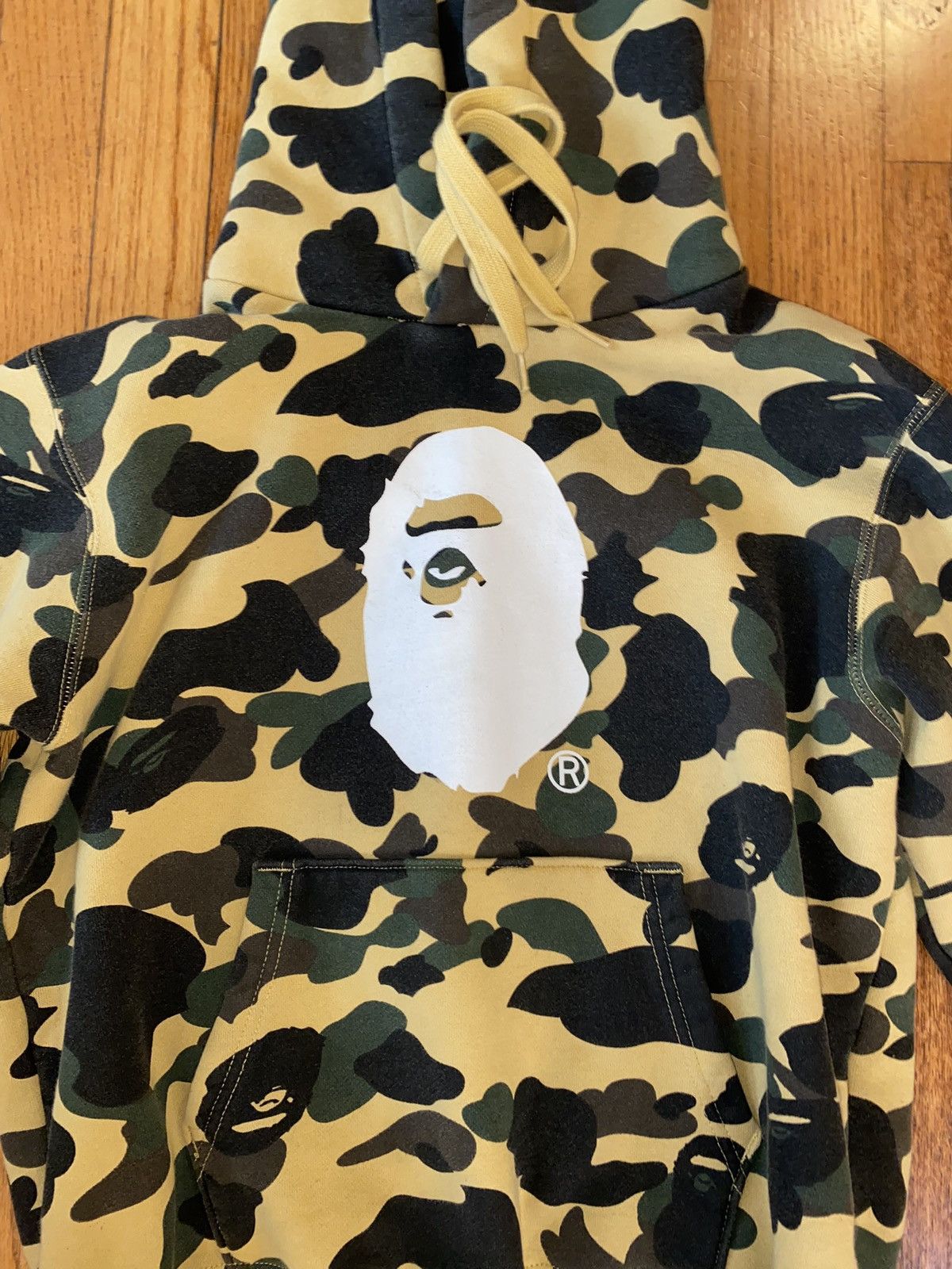 BAPE Champion1st Camo Pullover Hoodie Yellow Camo