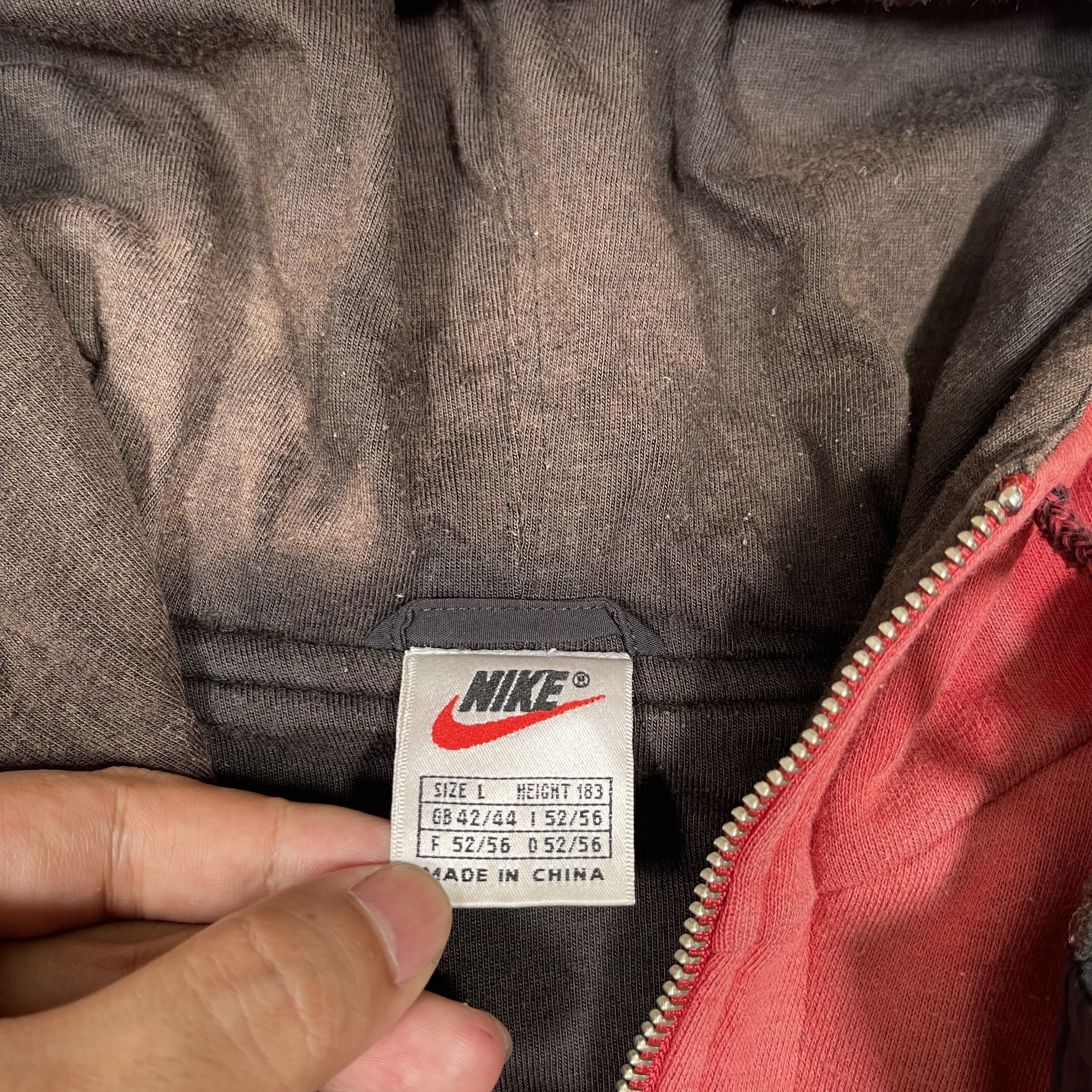 Nike × Vintage Vintage 90s Nike Swoosh Sun Faded Hooded Jacket Size US L / EU 52-54 / 3 - 8 Thumbnail