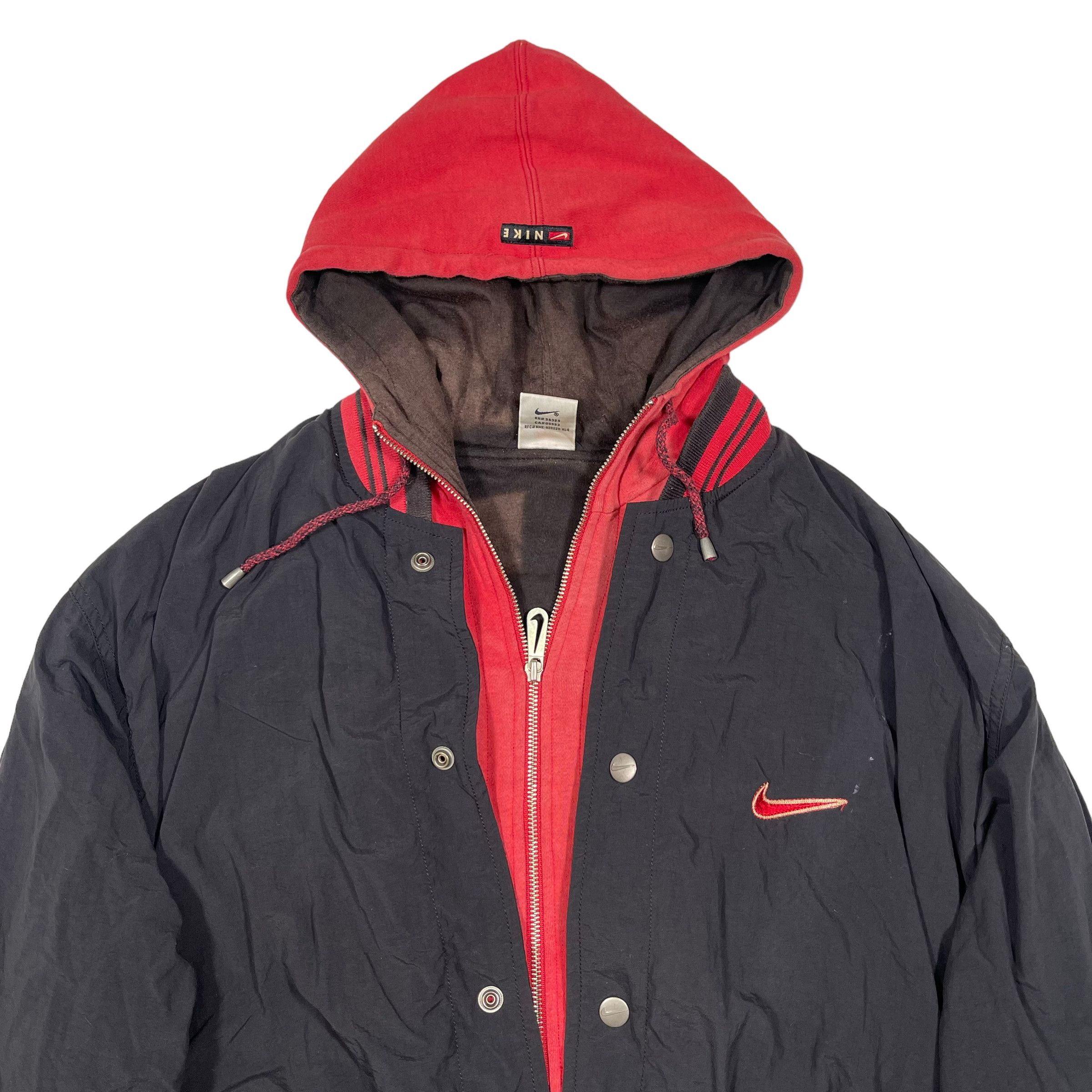 Nike × Vintage Vintage 90s Nike Swoosh Sun Faded Hooded Jacket Size US L / EU 52-54 / 3 - 4 Thumbnail