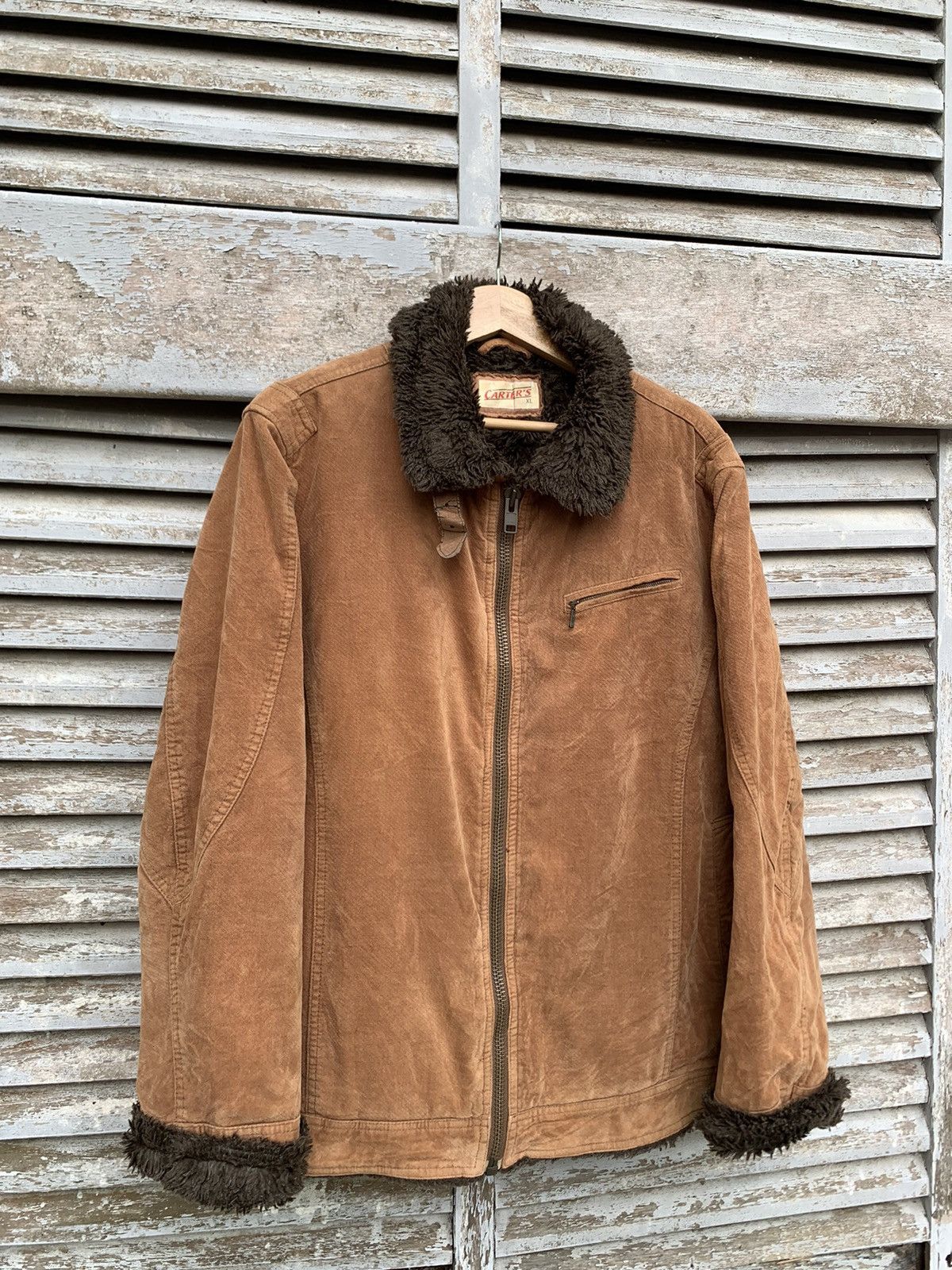 image of Carters Gentry NYC Carters Fur Lined Detroit Style Jacket in Brown, Men's (Size XL)