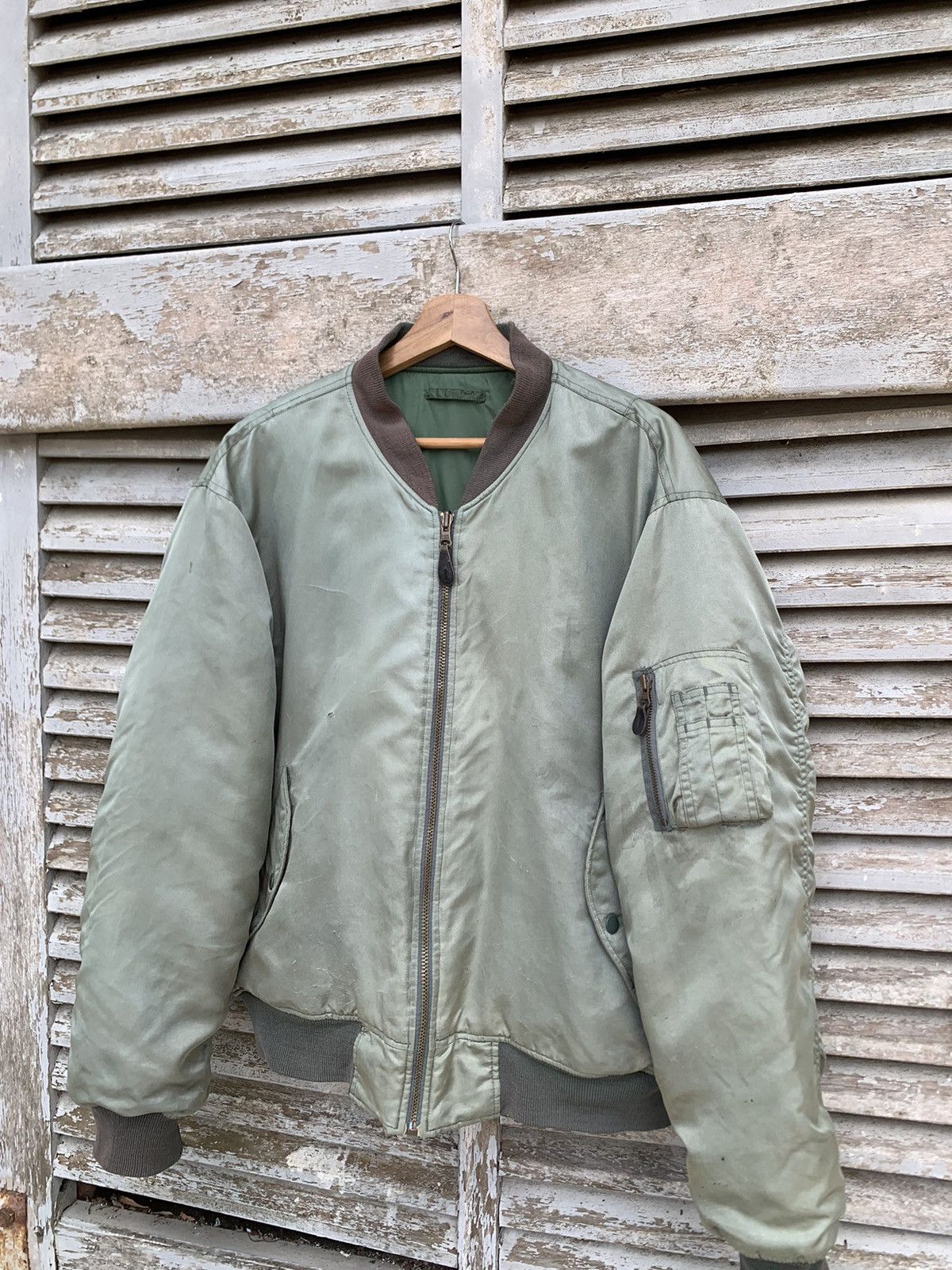 Vintage 🪖Vintage THRASHED MA-1 Man Intermediate Bomber Jacket Size US L / EU 52-54 / 3 - 3 Thumbnail