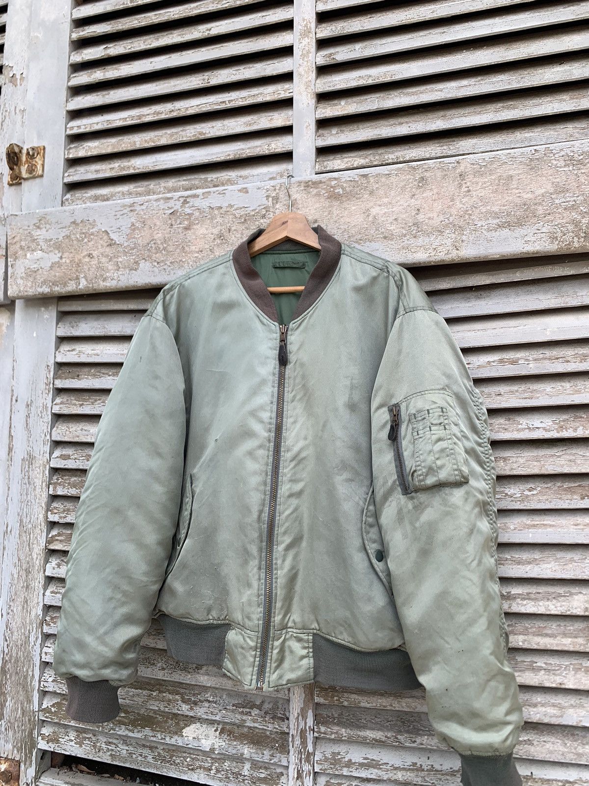 Vintage 🪖Vintage THRASHED MA-1 Man Intermediate Bomber Jacket Size US L / EU 52-54 / 3 - 2 Thumbnail