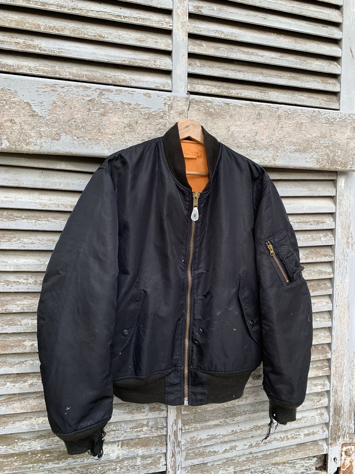 Vintage 👹Vintage THRASHED MA-1 Man Intermediate Bomber Jacket Size US M / EU 48-50 / 2 - 4 Thumbnail