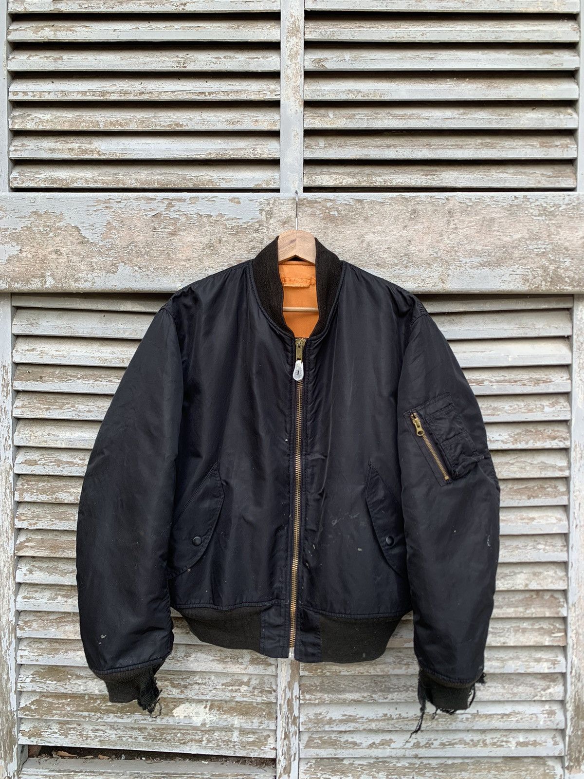 Vintage 👹Vintage THRASHED MA-1 Man Intermediate Bomber Jacket Size US M / EU 48-50 / 2 - 2 Thumbnail