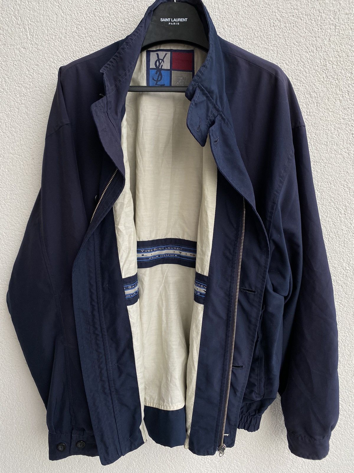 Yves Saint Laurent 90s YSL Bomber Soft Jacket Navy Vintage Yves Saint Laurent Size US L / EU 52-54 / 3 - 8 Thumbnail