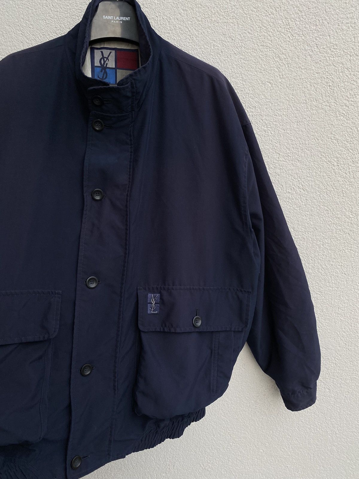 Yves Saint Laurent 90s YSL Bomber Soft Jacket Navy Vintage Yves Saint Laurent Size US L / EU 52-54 / 3 - 4 Thumbnail