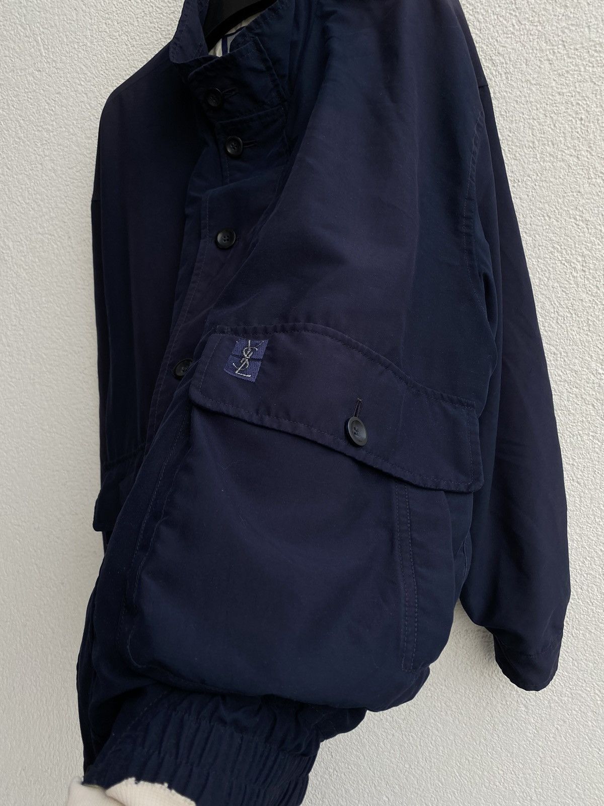Yves Saint Laurent 90s YSL Bomber Soft Jacket Navy Vintage Yves Saint Laurent Size US L / EU 52-54 / 3 - 14 Thumbnail