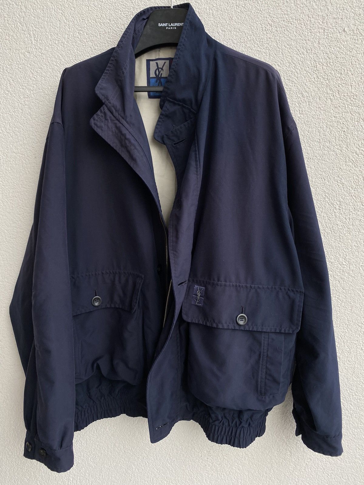 Yves Saint Laurent 90s YSL Bomber Soft Jacket Navy Vintage Yves Saint Laurent Size US L / EU 52-54 / 3 - 17 Thumbnail