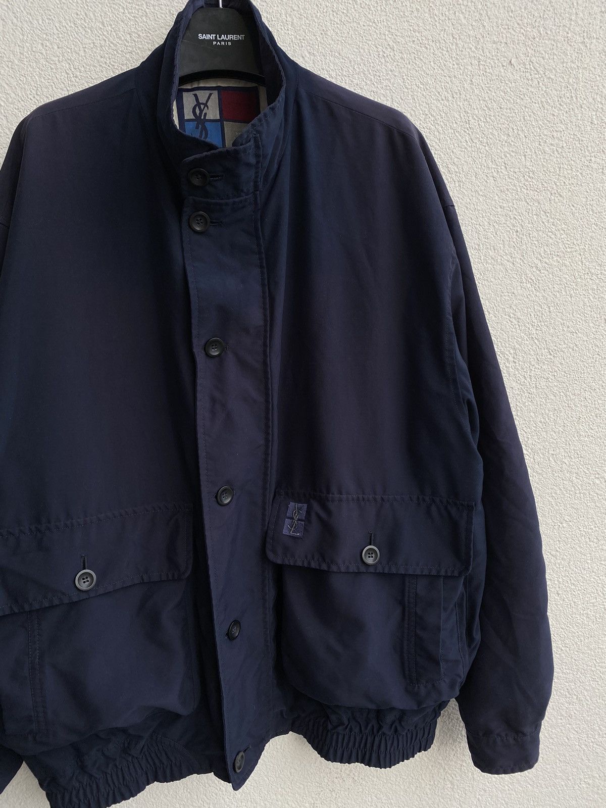 Yves Saint Laurent 90s YSL Bomber Soft Jacket Navy Vintage Yves Saint Laurent Size US L / EU 52-54 / 3 - 6 Thumbnail