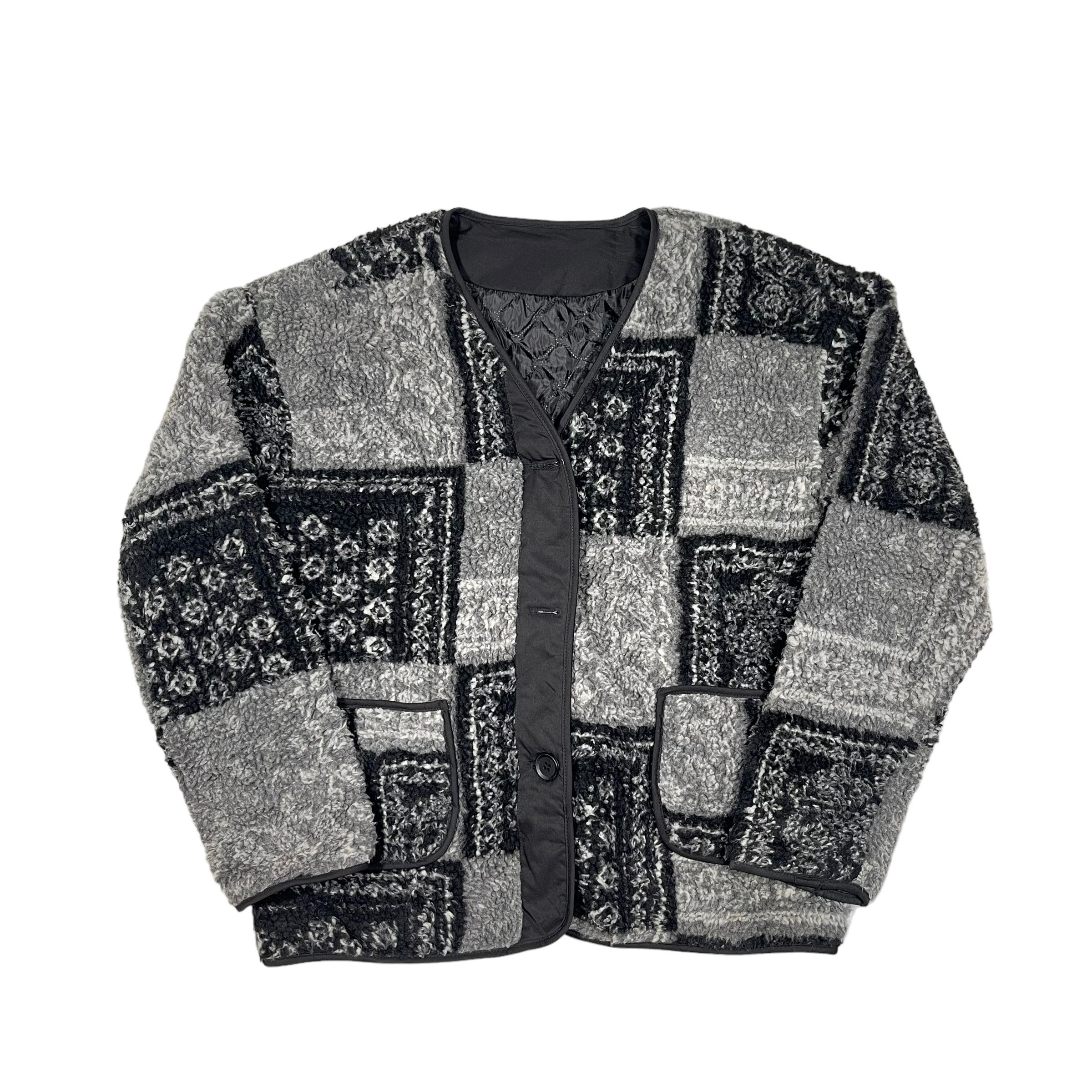 Paisley Fleece Sherpa Deep Pile Cardigan