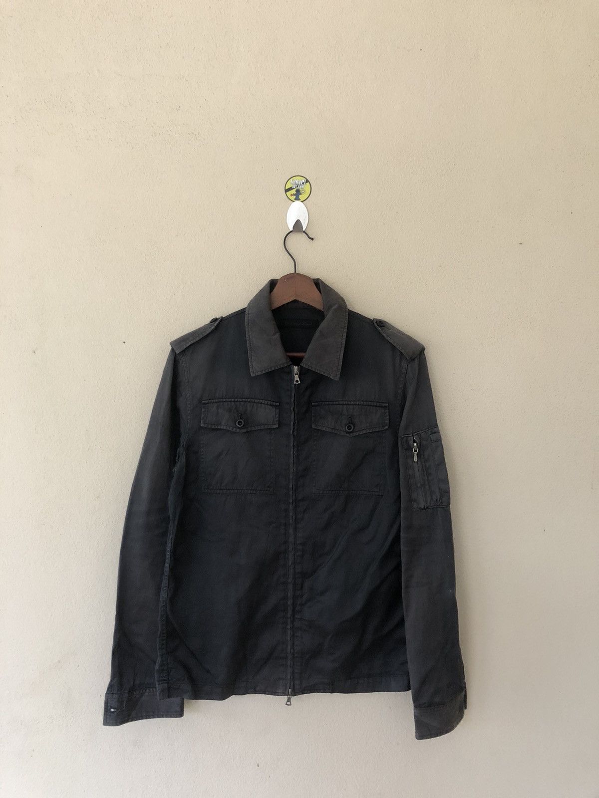 image of Lounge Lizard Riri Zipper Black Chore Jacket, Men's (Size Medium)
