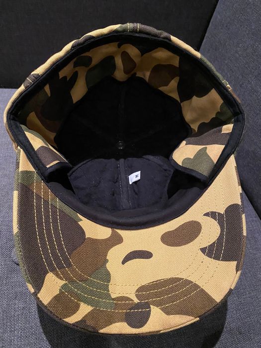 Bape Yellow First Camo Duck Cotton Fitted Earflap Cap size M | Grailed