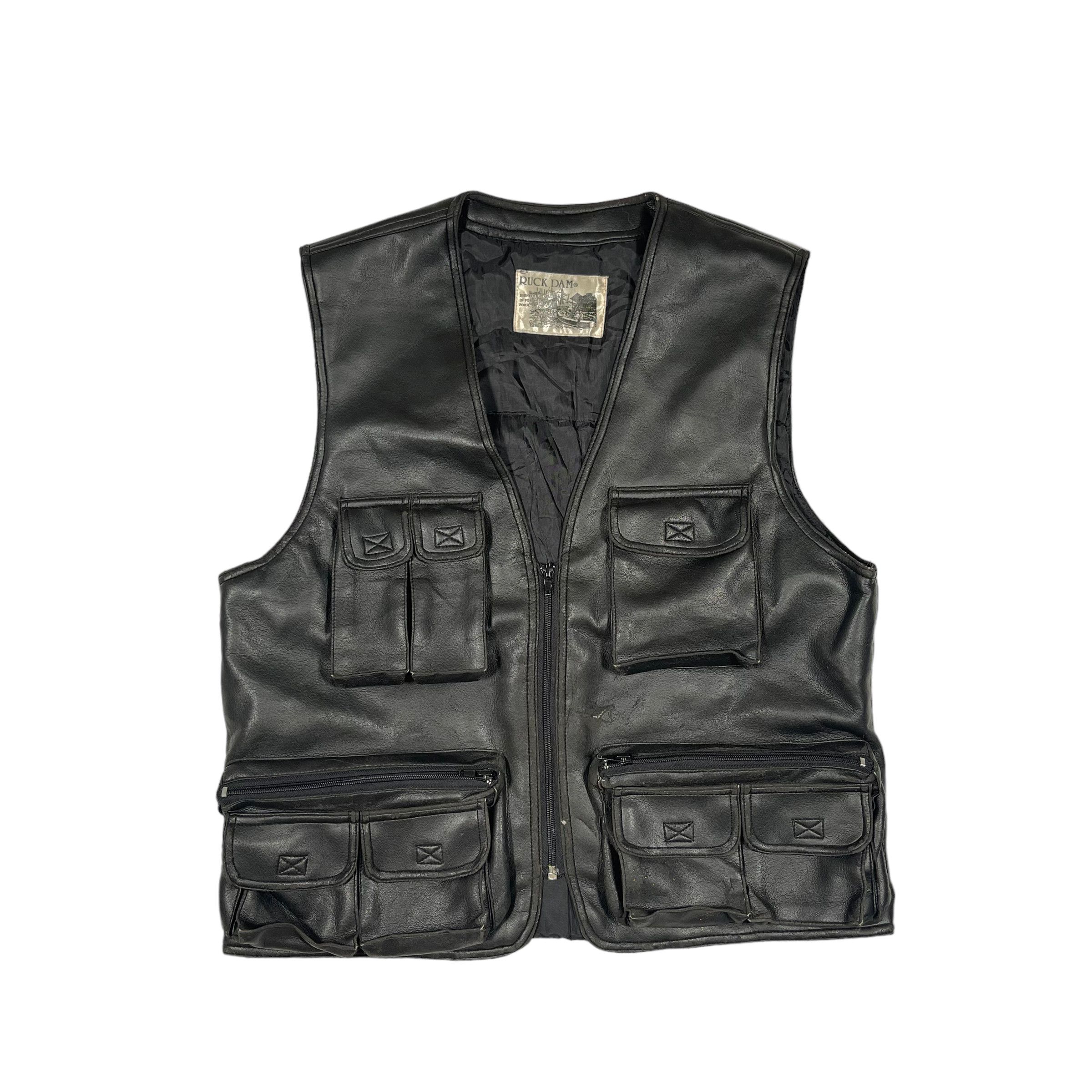 Cowboy Equipment 1990s Multi Pocket Tactical Leather Vest Size US M / EU 48-50 / 2 - 1 Thumbnail