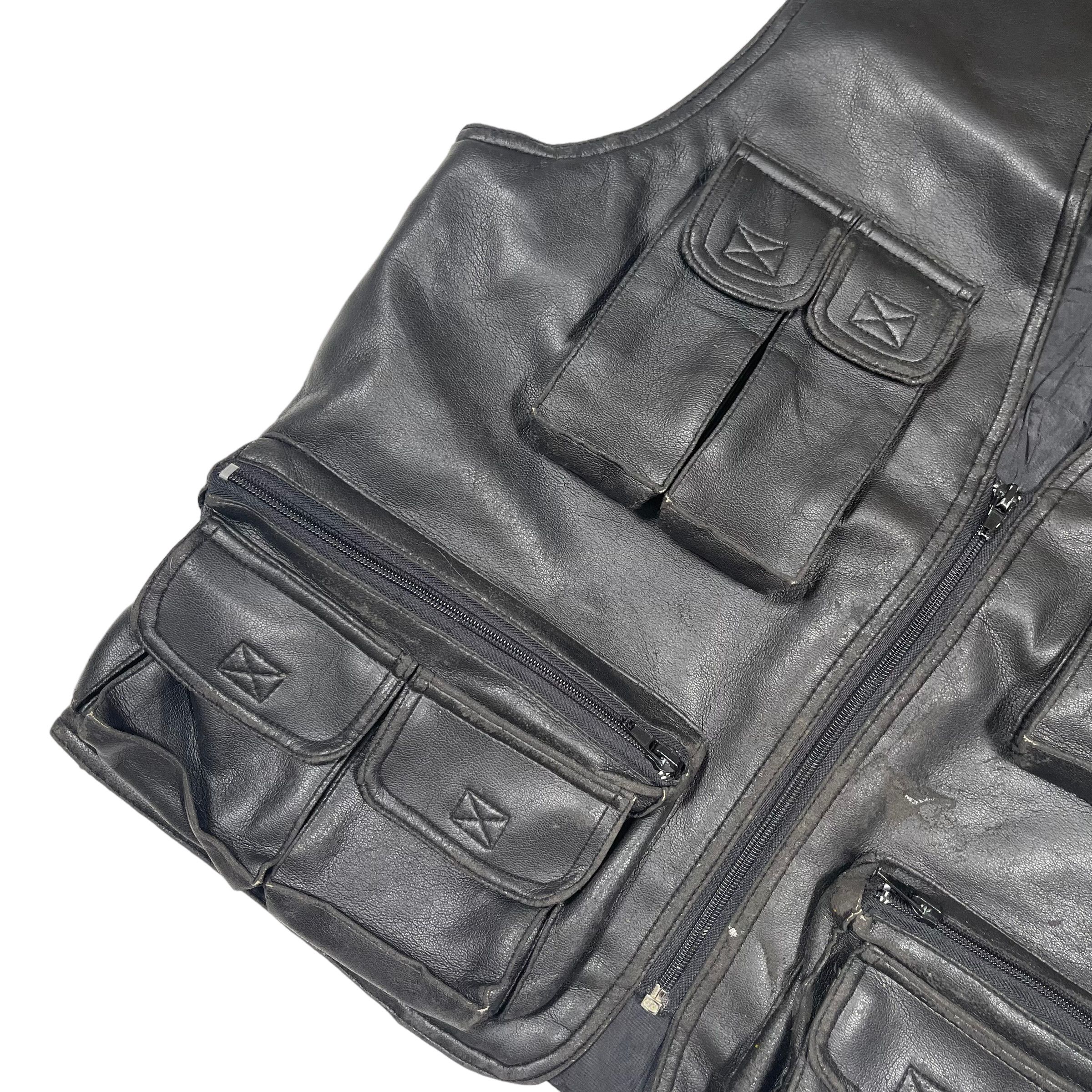 Cowboy Equipment 1990s Multi Pocket Tactical Leather Vest Size US M / EU 48-50 / 2 - 3 Thumbnail