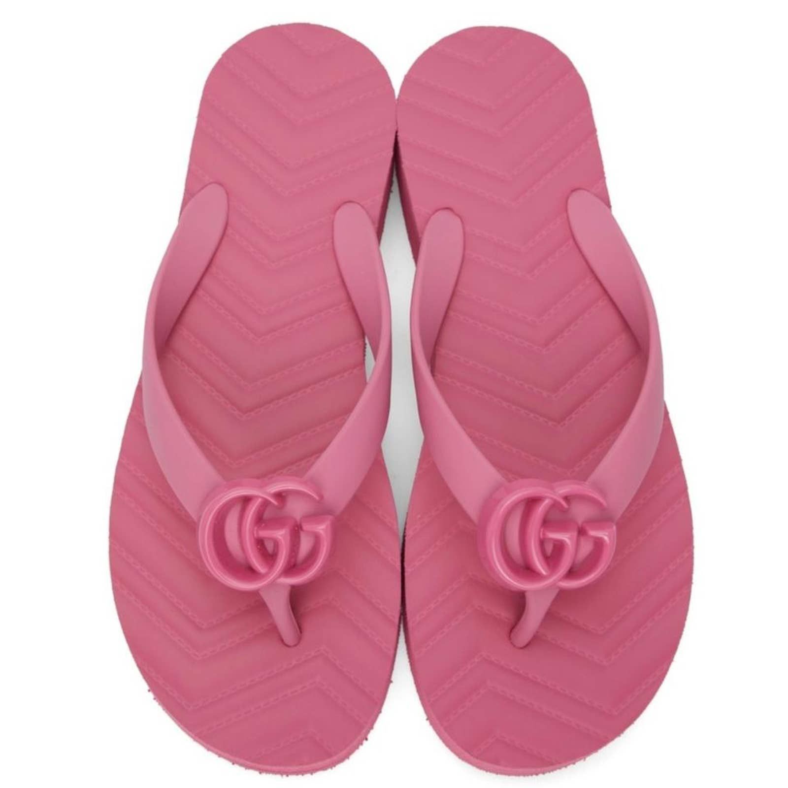 サンダル・ミュール Pascar GG Platform Flip Flop In Pink Gucci GUCCI Marmont GG Pascar logo rubber flip flops sandals