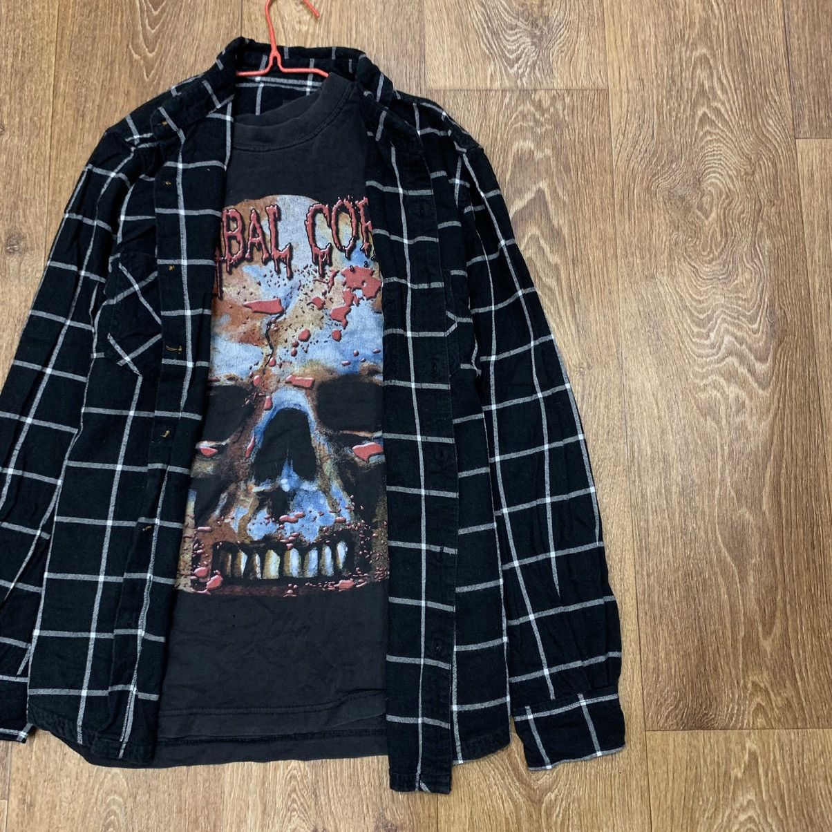 Vintage Vintage 90s Graphic Tee Plaid Overshirt Grunge Streetwear S Size US S / EU 44-46 / 1 - 2 Thumbnail