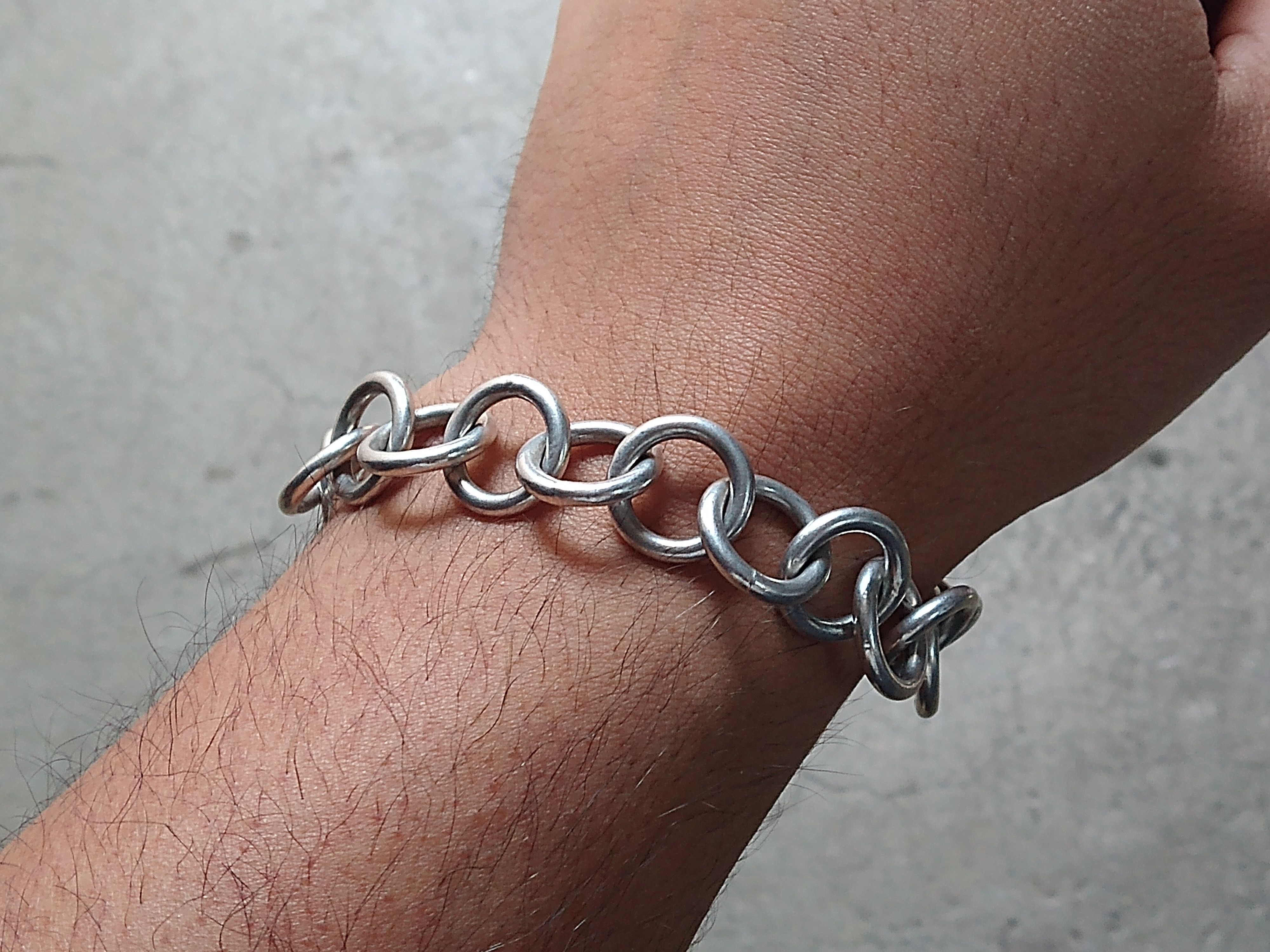 Jewelry Vintage Sterling Silver Bracelet Round Chain Link Modern Size ONE SIZE - 8 Thumbnail