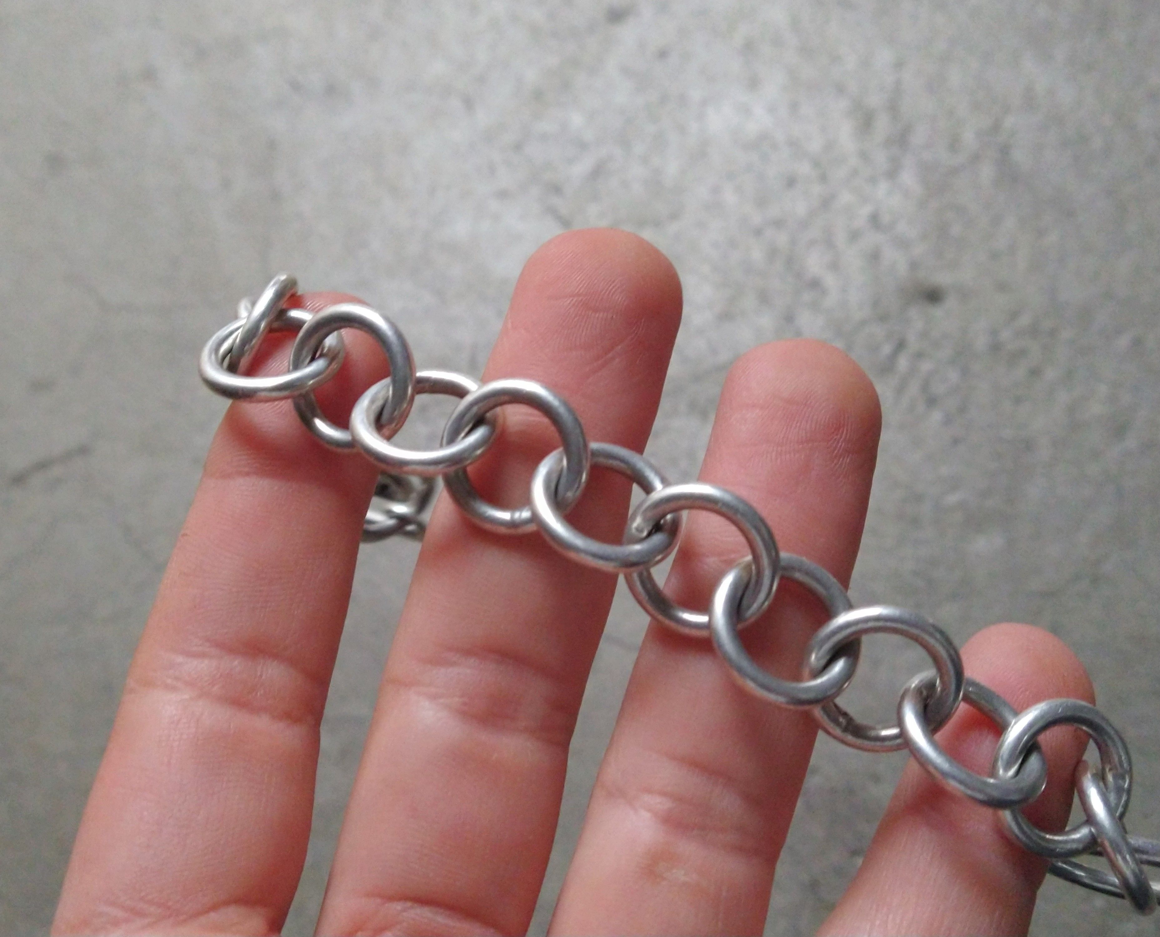 Jewelry Vintage Sterling Silver Bracelet Round Chain Link Modern Size ONE SIZE - 9 Thumbnail