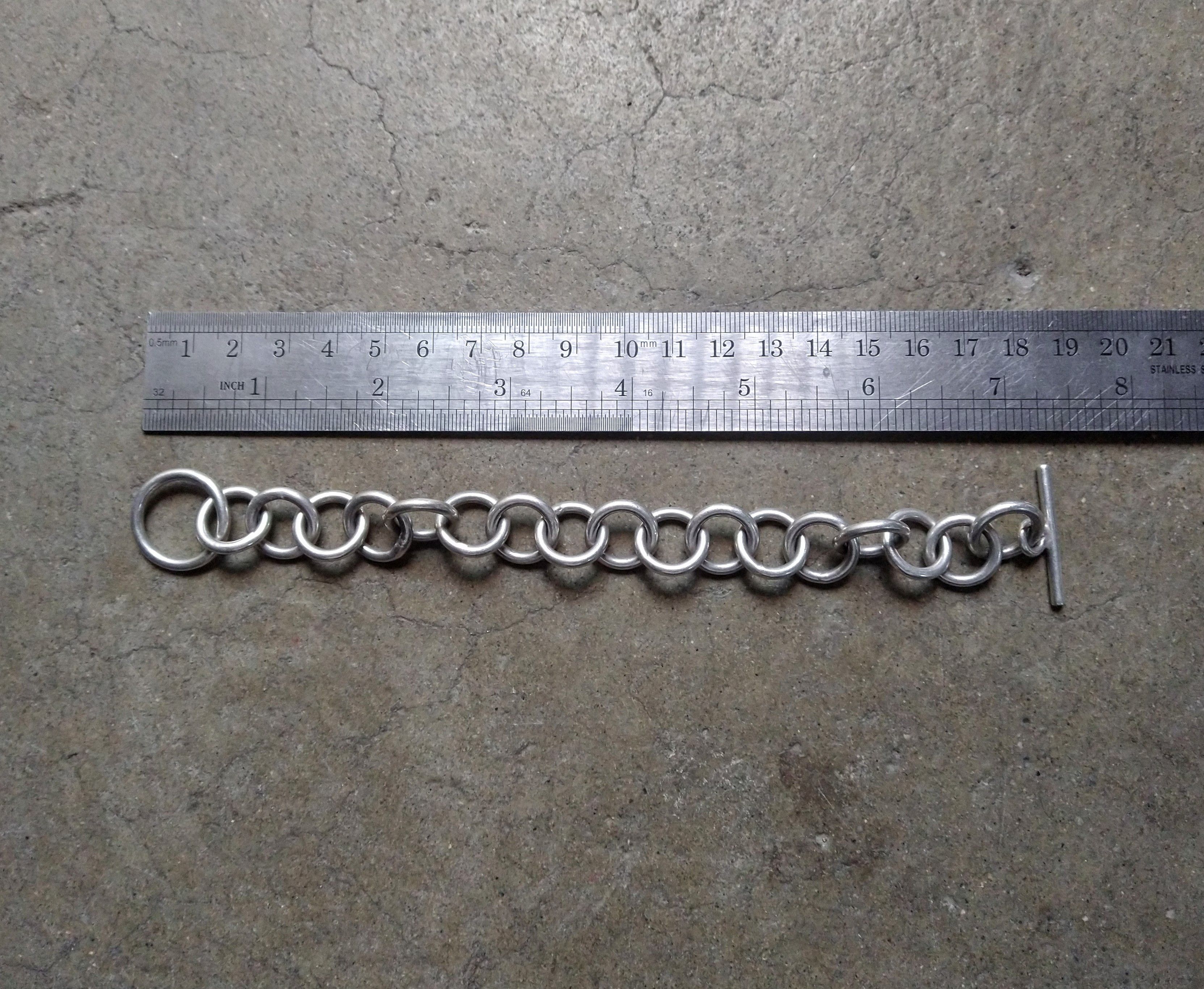 Jewelry Vintage Sterling Silver Bracelet Round Chain Link Modern Size ONE SIZE - 10 Thumbnail